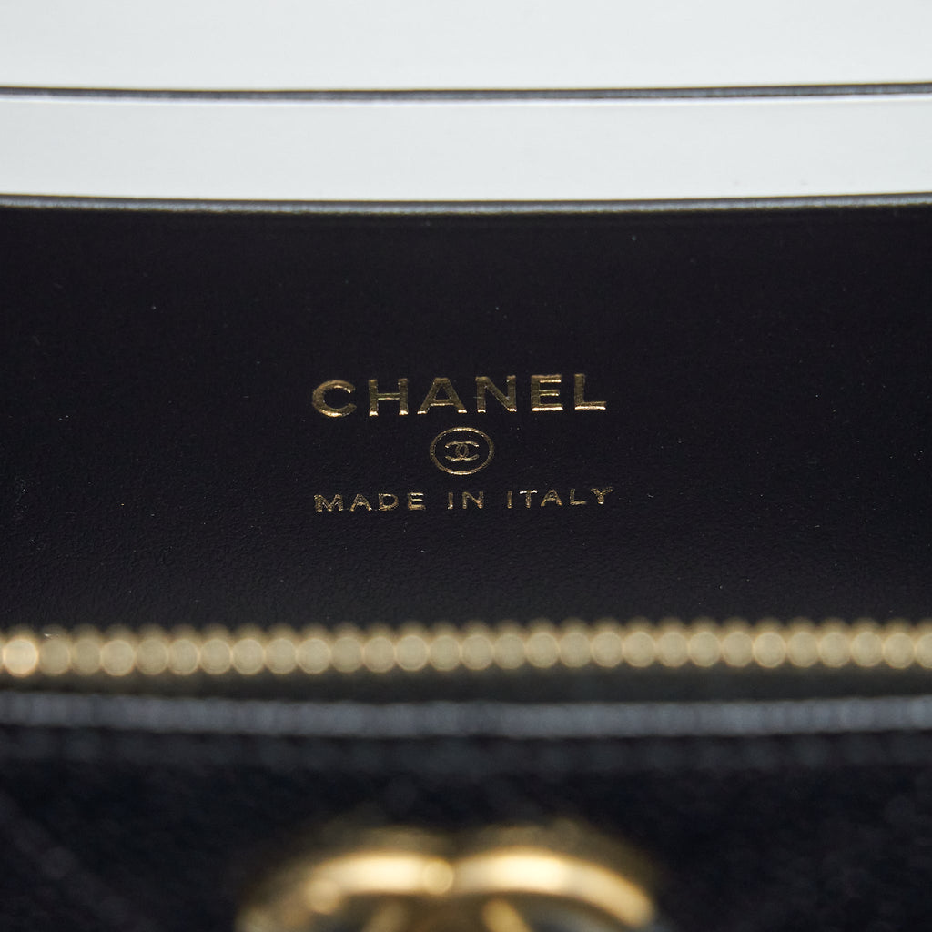 Chanel 22S Letter Top Handle Long Vanity Caviar Black
