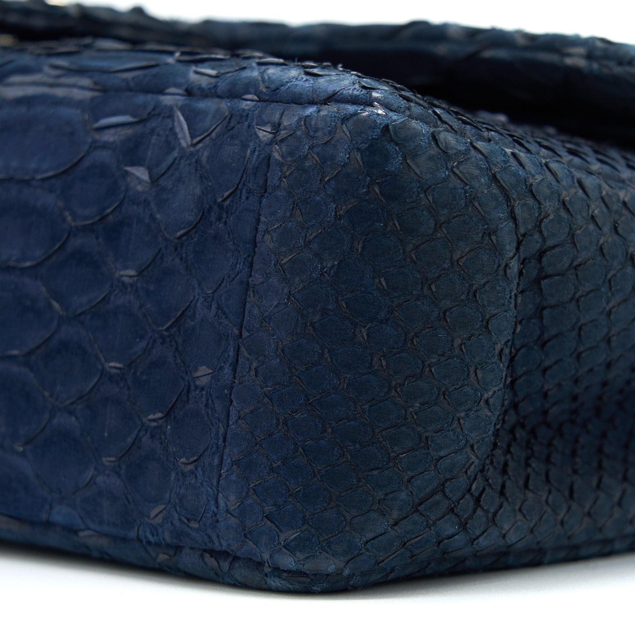 Chanel Medium Classic Double Flap Bag Python Dark Blue