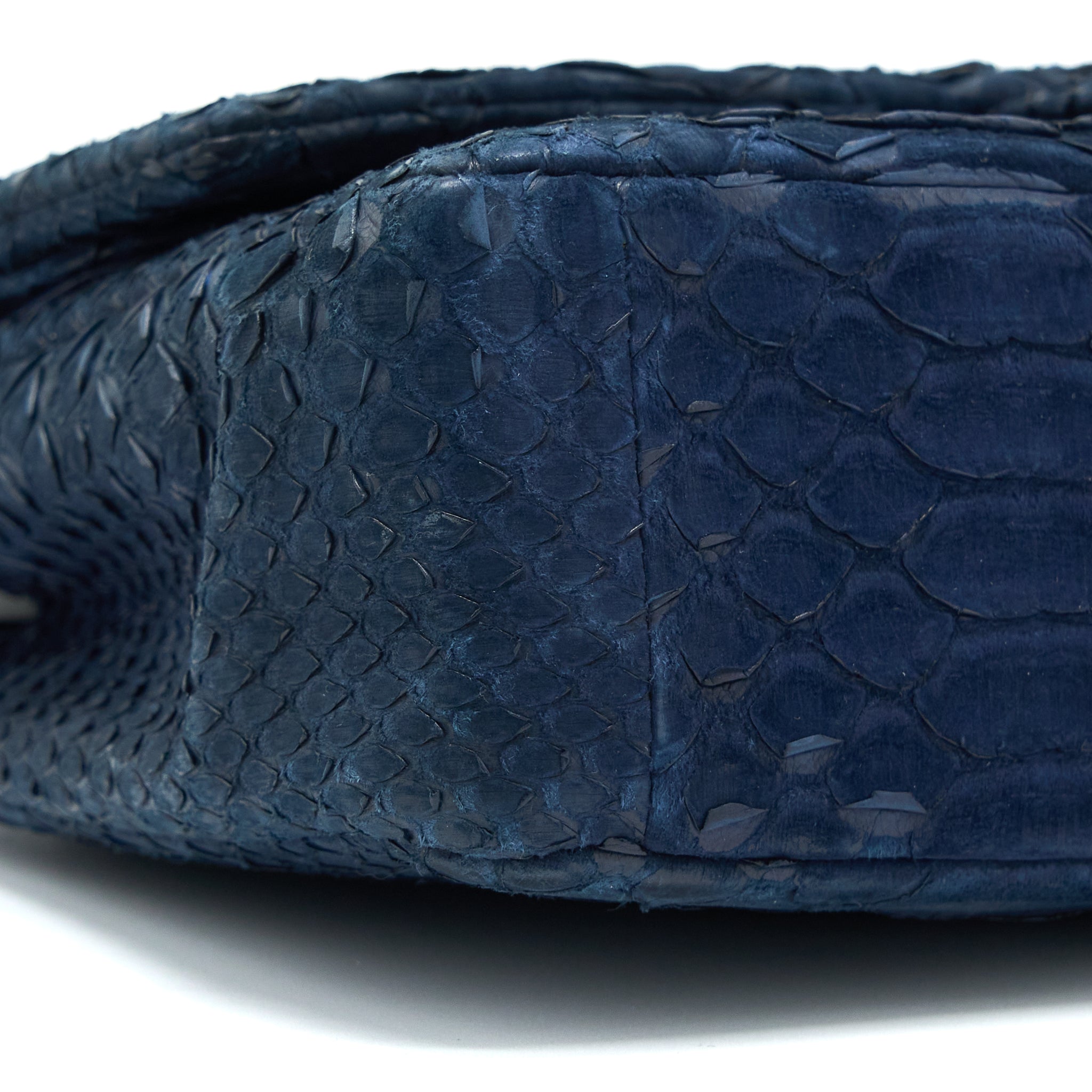 Chanel Medium Classic Double Flap Bag Python Dark Blue