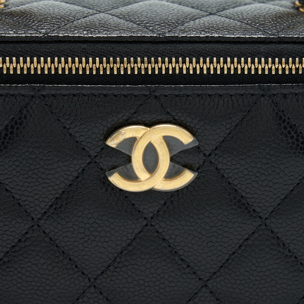 Chanel 22S Letter Top Handle Long Vanity Caviar Black