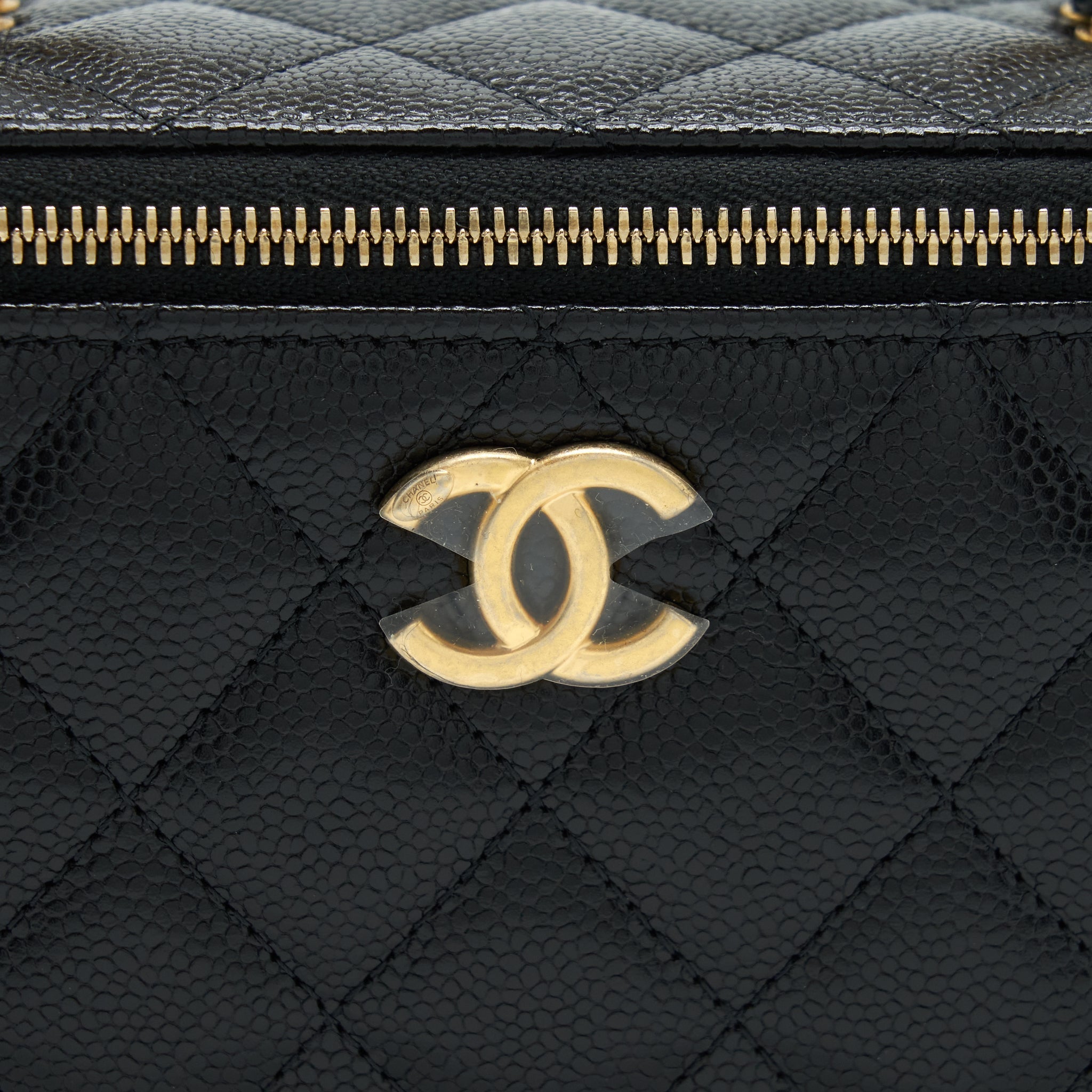 Chanel 22S Letter Top Handle Long Vanity Caviar Black