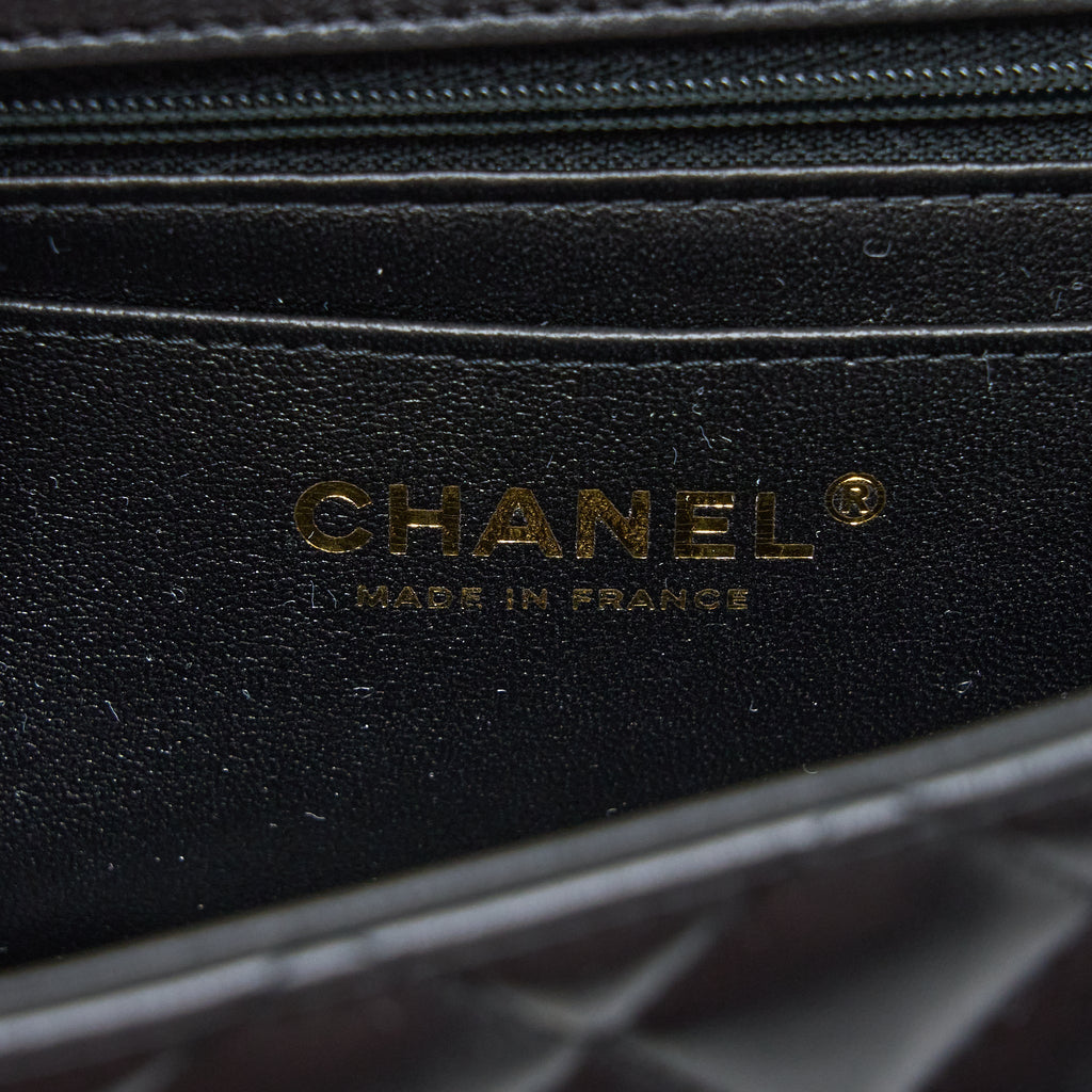 Chanel Top Handle Mini Rectangular Flap Bag Lambskin Black L (Microchip)