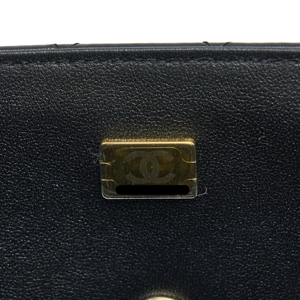 Chanel Top Handle Mini Rectangular Flap Bag Lambskin Black L (Microchip)