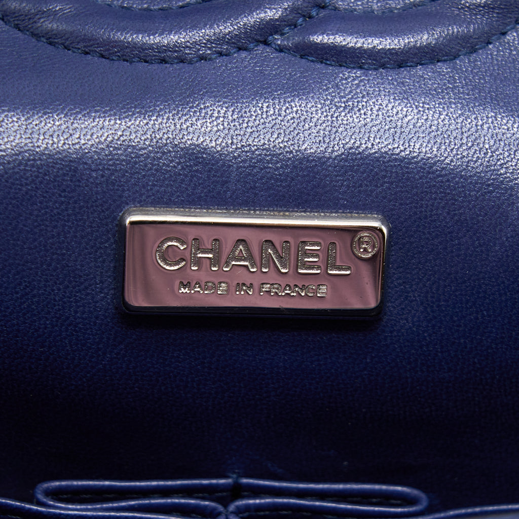 Chanel Medium Classic Double Flap Bag Python Dark Blue