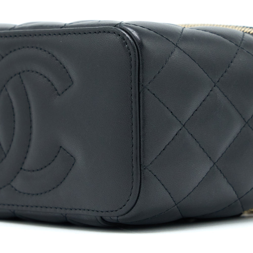 Chanel Pear Crush Long Vanity With Chain Lambskin Black