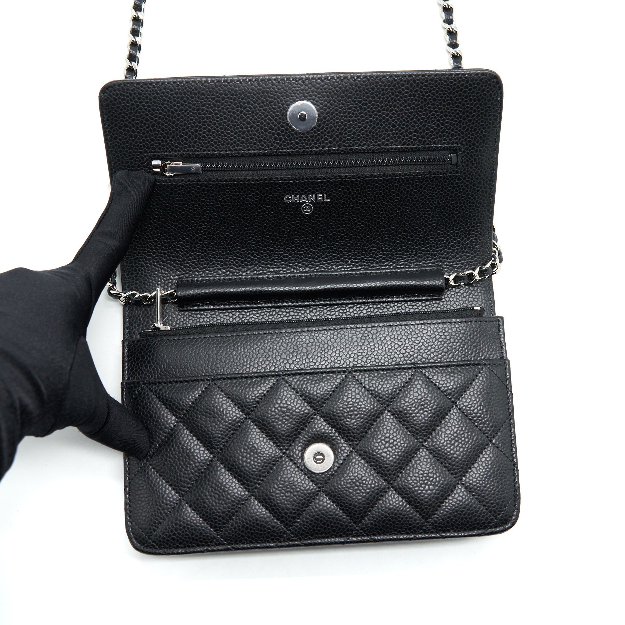Chanel Classic Wallet On Chain Caviar Black  (Microchip)