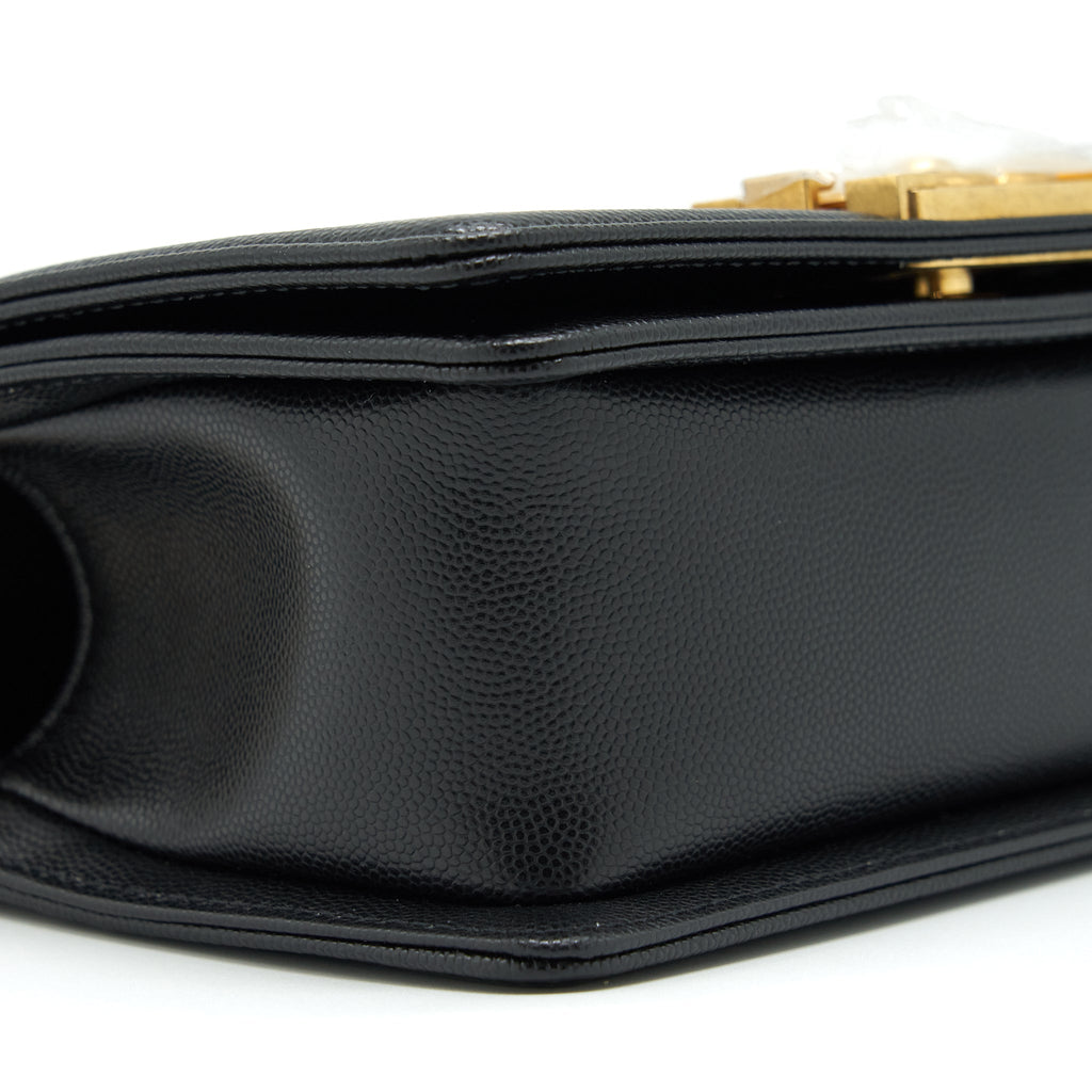 Chanel Small Boy Bag Caviar Black Brushed  (Microchip)