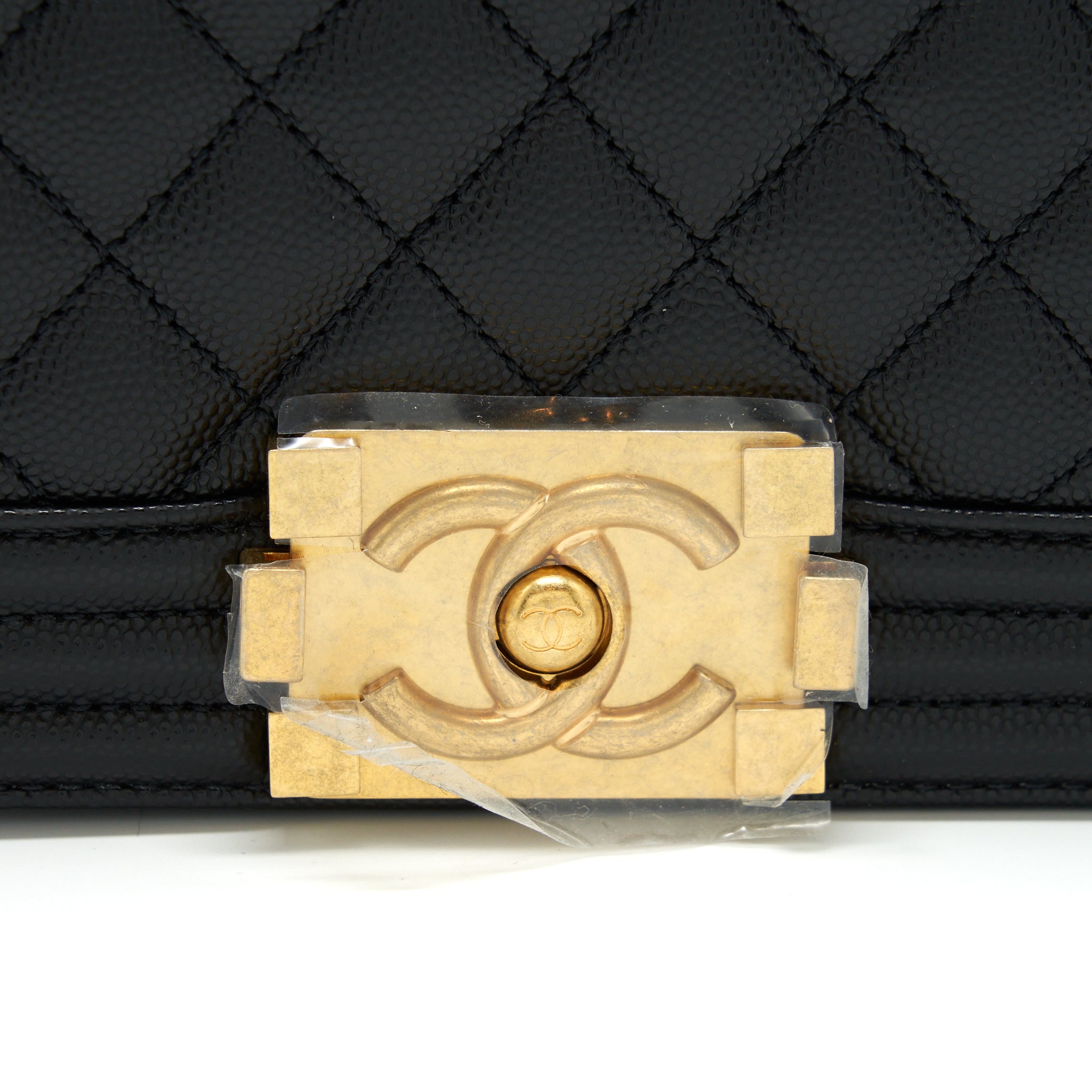 Chanel Small Boy Bag Caviar Black Brushed  (Microchip)