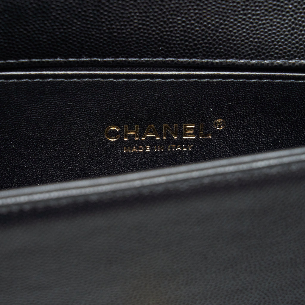 Chanel Small Boy Bag Caviar Black Brushed  (Microchip)