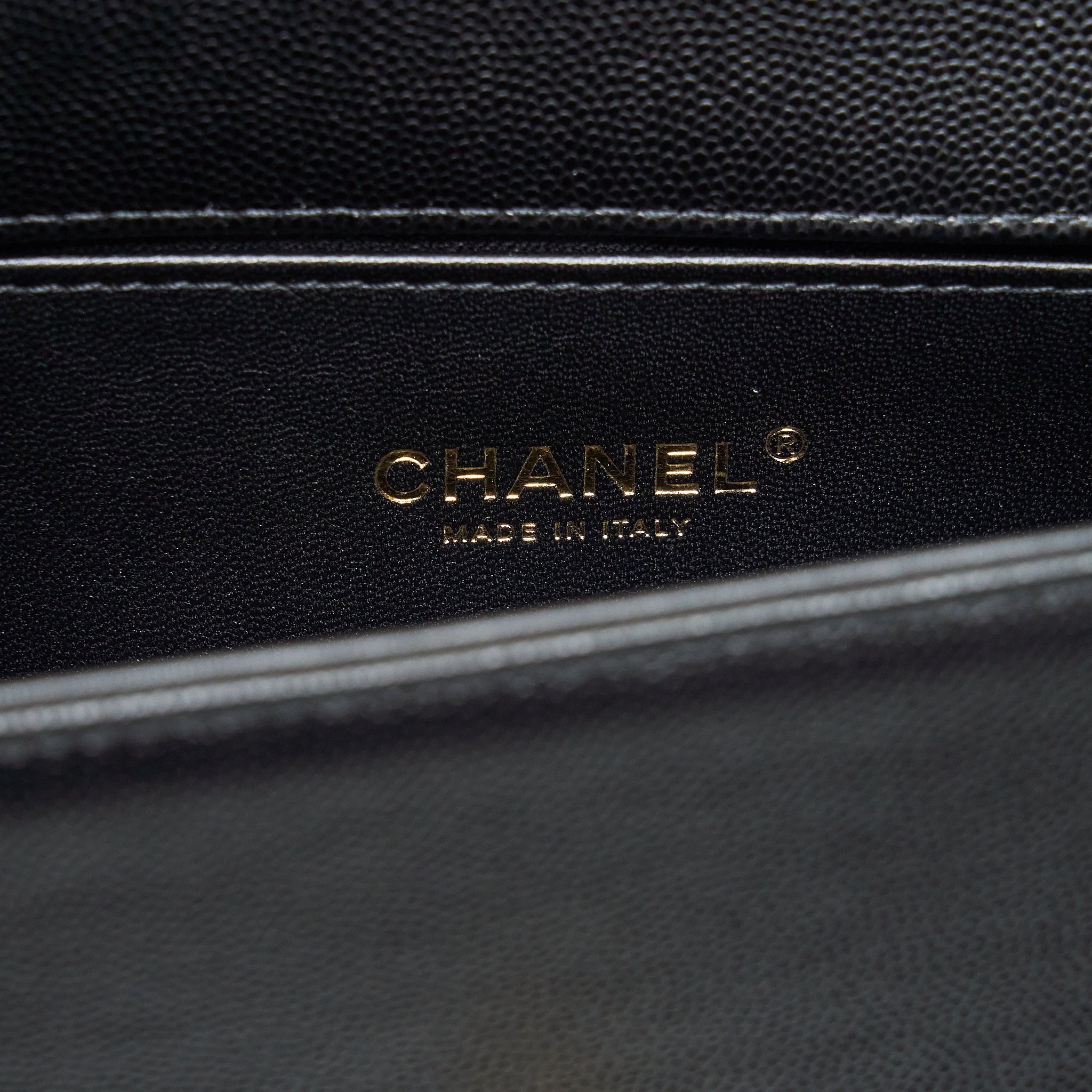 Chanel Small Boy Bag Caviar Black Brushed  (Microchip)