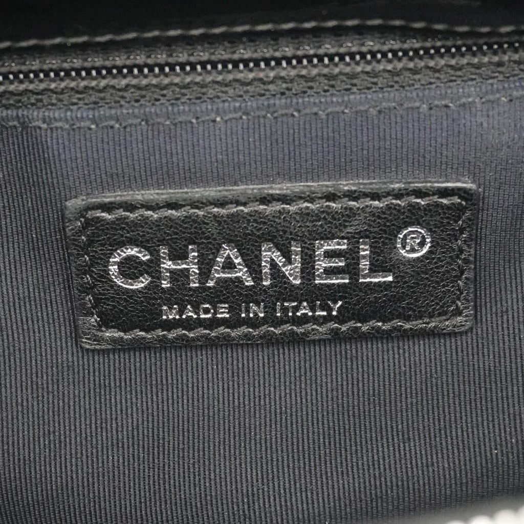 CHANEL Grand Shopping Patent Quilted Leather GST Tote Bag Black