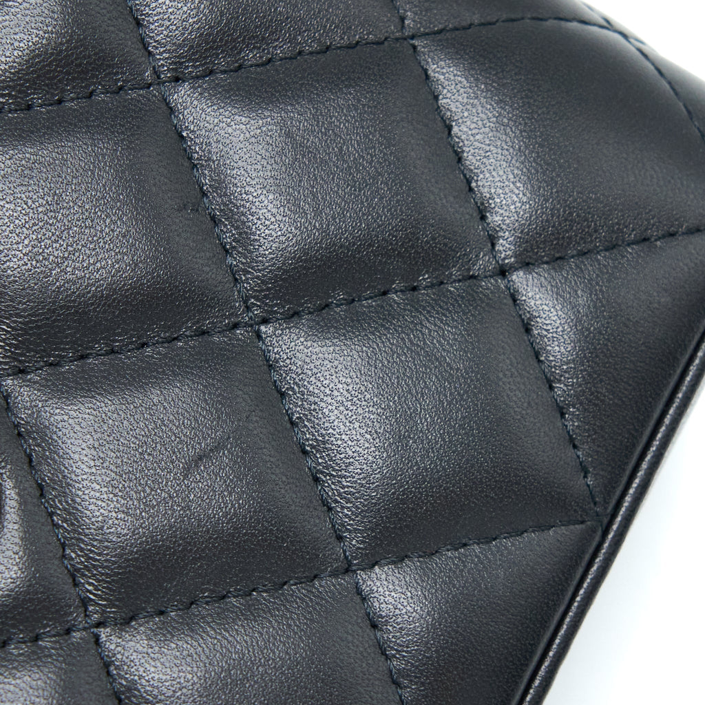 Chanel Pear Crush Long Vanity With Chain Lambskin Black