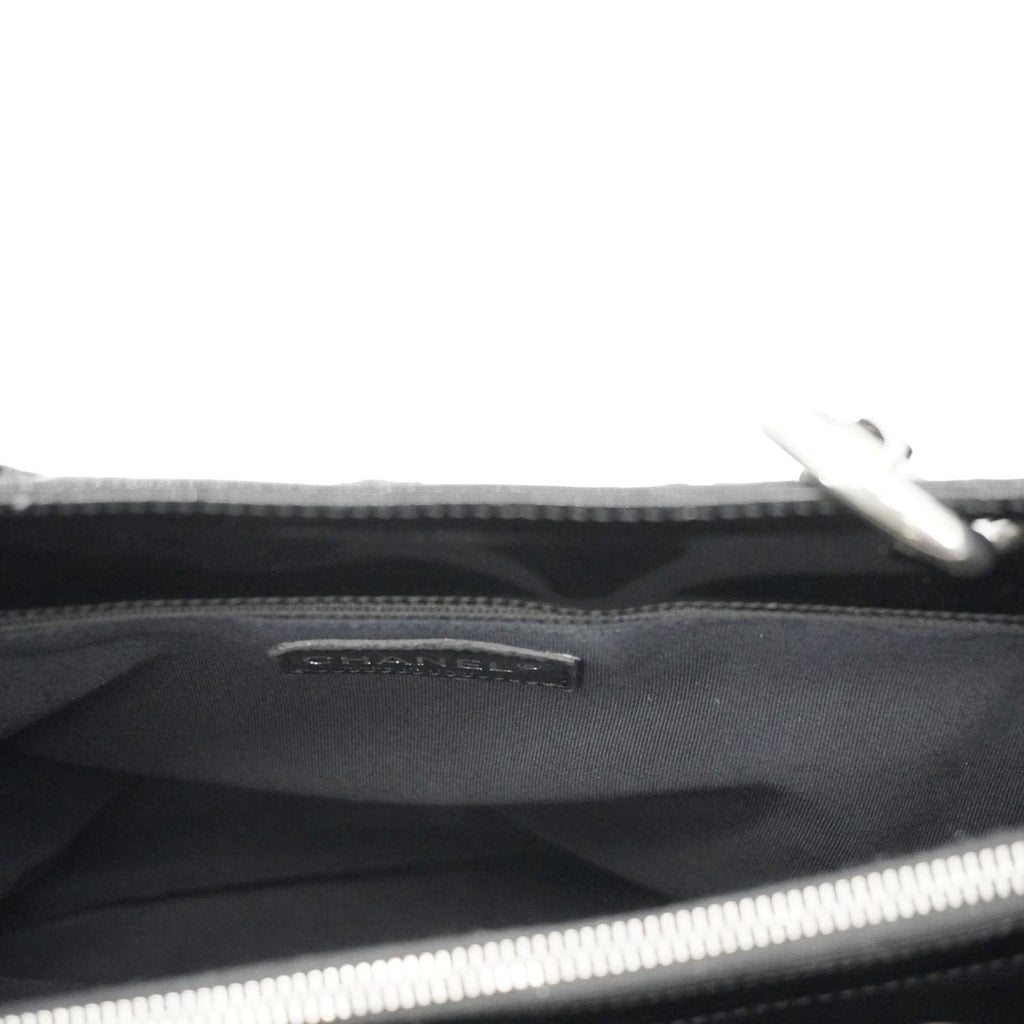 CHANEL Grand Shopping Patent Quilted Leather GST Tote Bag Black