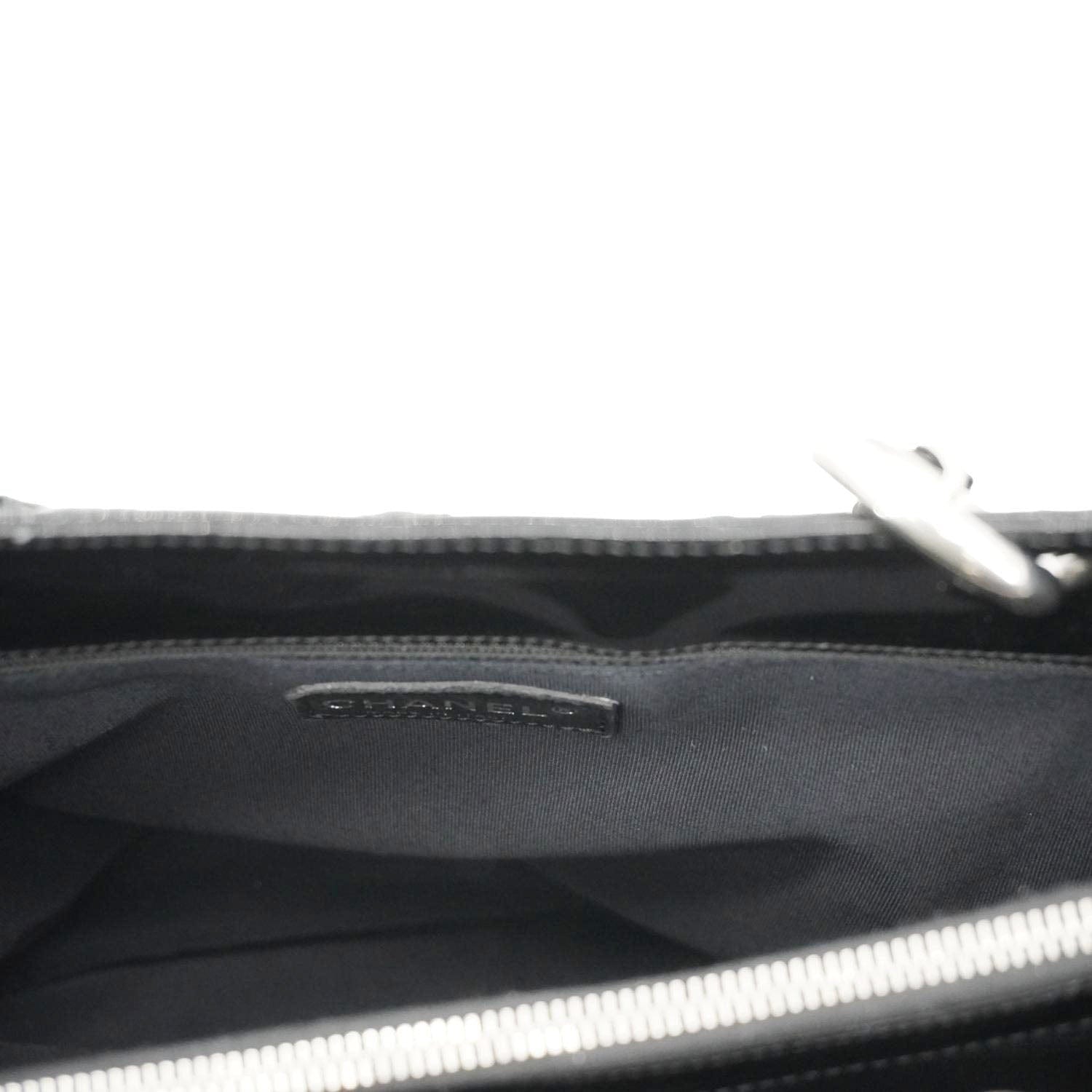 CHANEL Grand Shopping Patent Quilted Leather GST Tote Bag Black