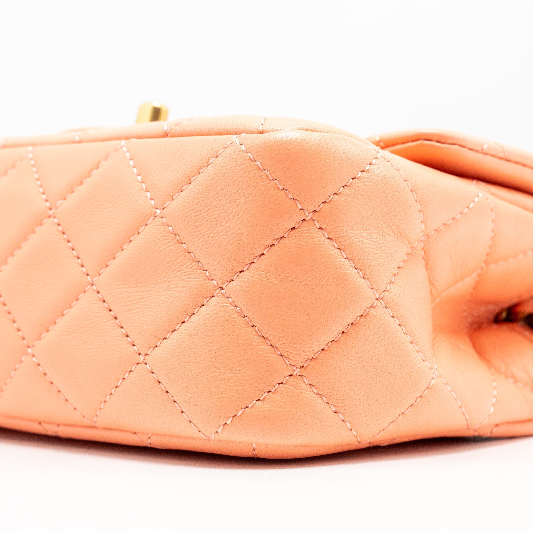 Chanel Pearl Crush Mini Square Lambskin Coral  (Microchip)