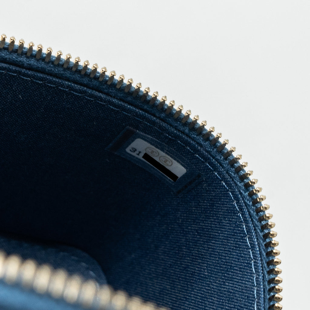 Chanel Pearl Crush Mini Vanity Case Denim Blue Brushed