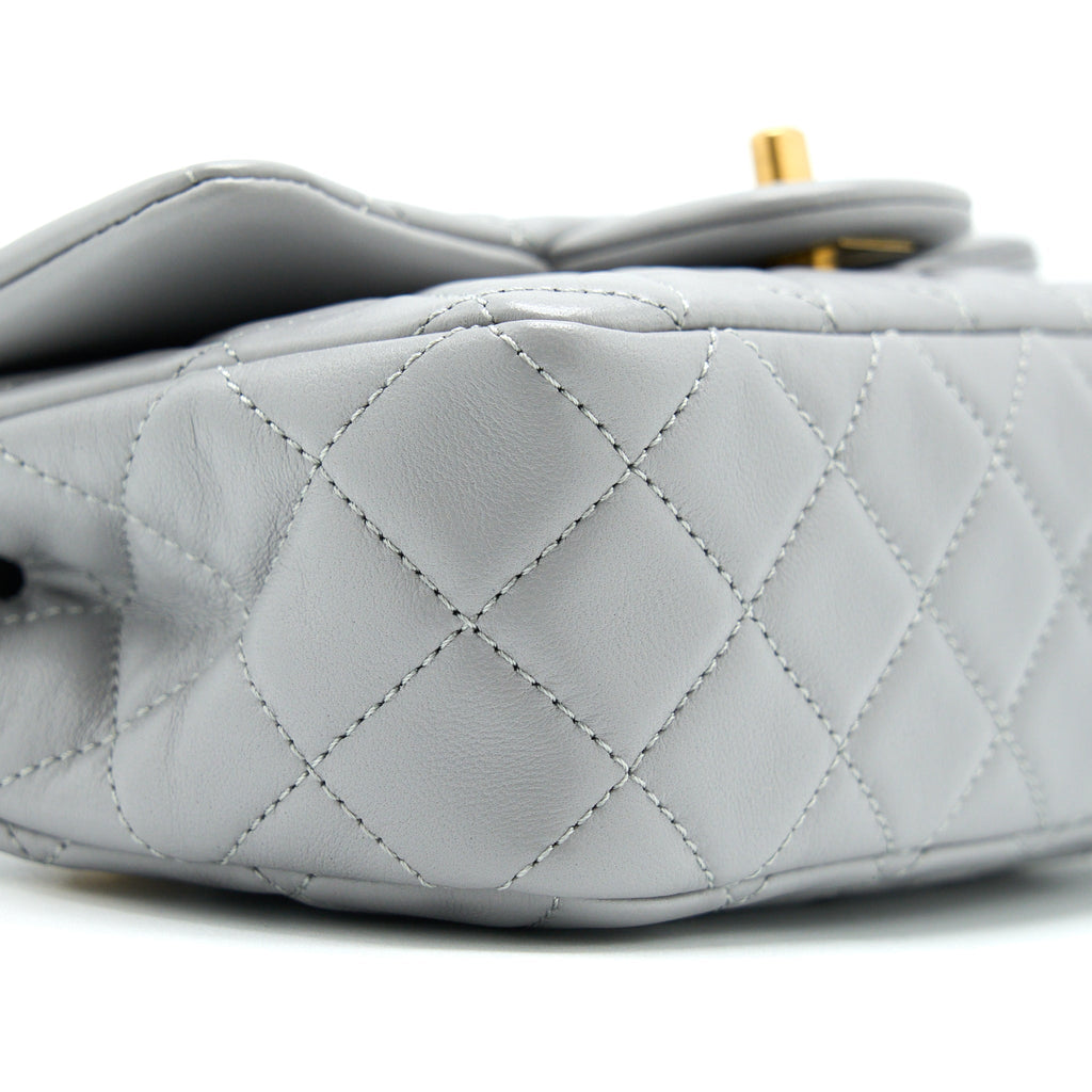 Chanel Pearl Crush Mini Square Flap Bag Lambskin Grey