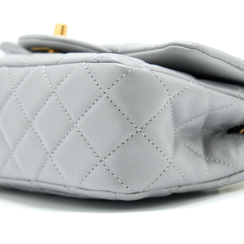Chanel Pearl Crush Mini Square Flap Bag Lambskin Grey