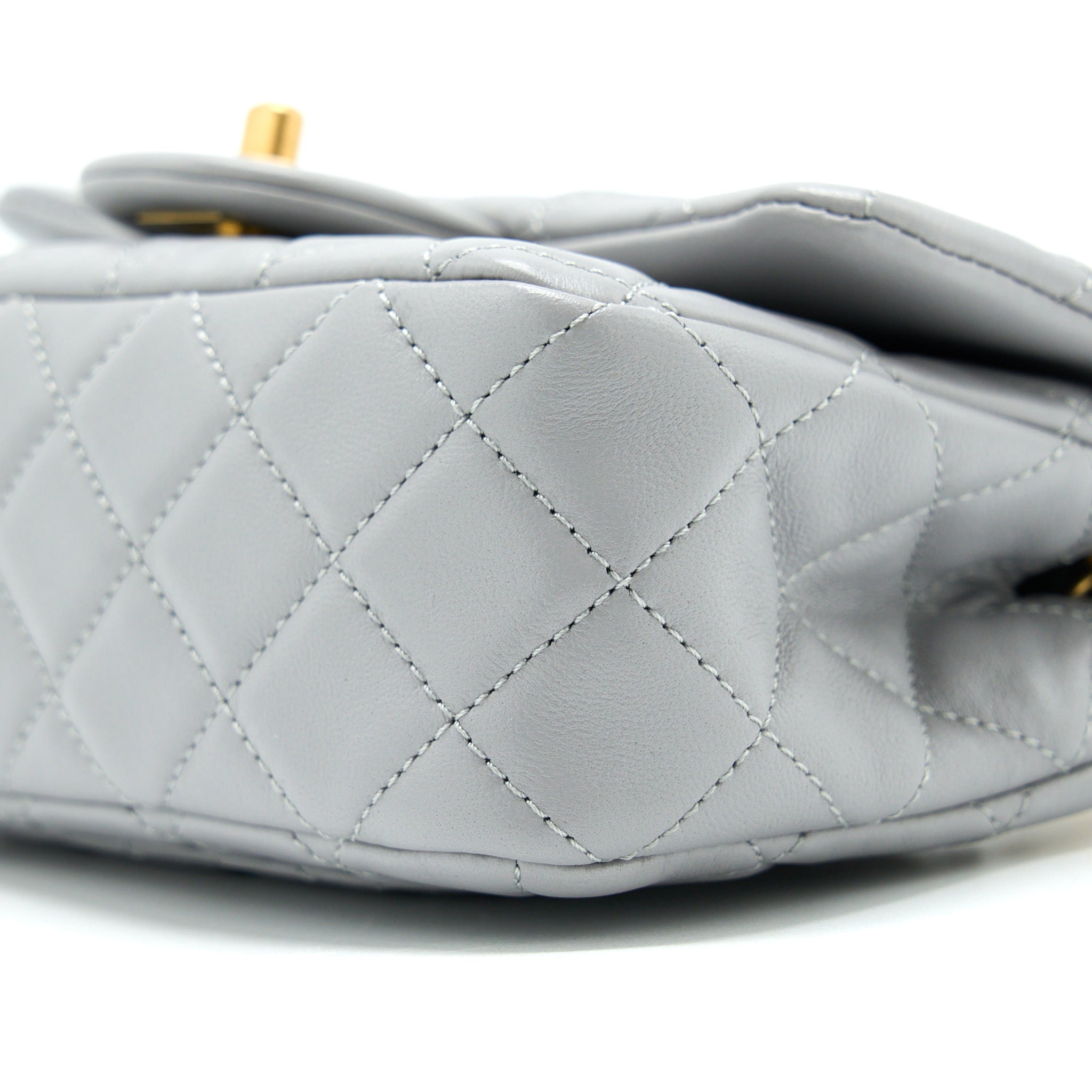 Chanel Pearl Crush Mini Square Flap Bag Lambskin Grey