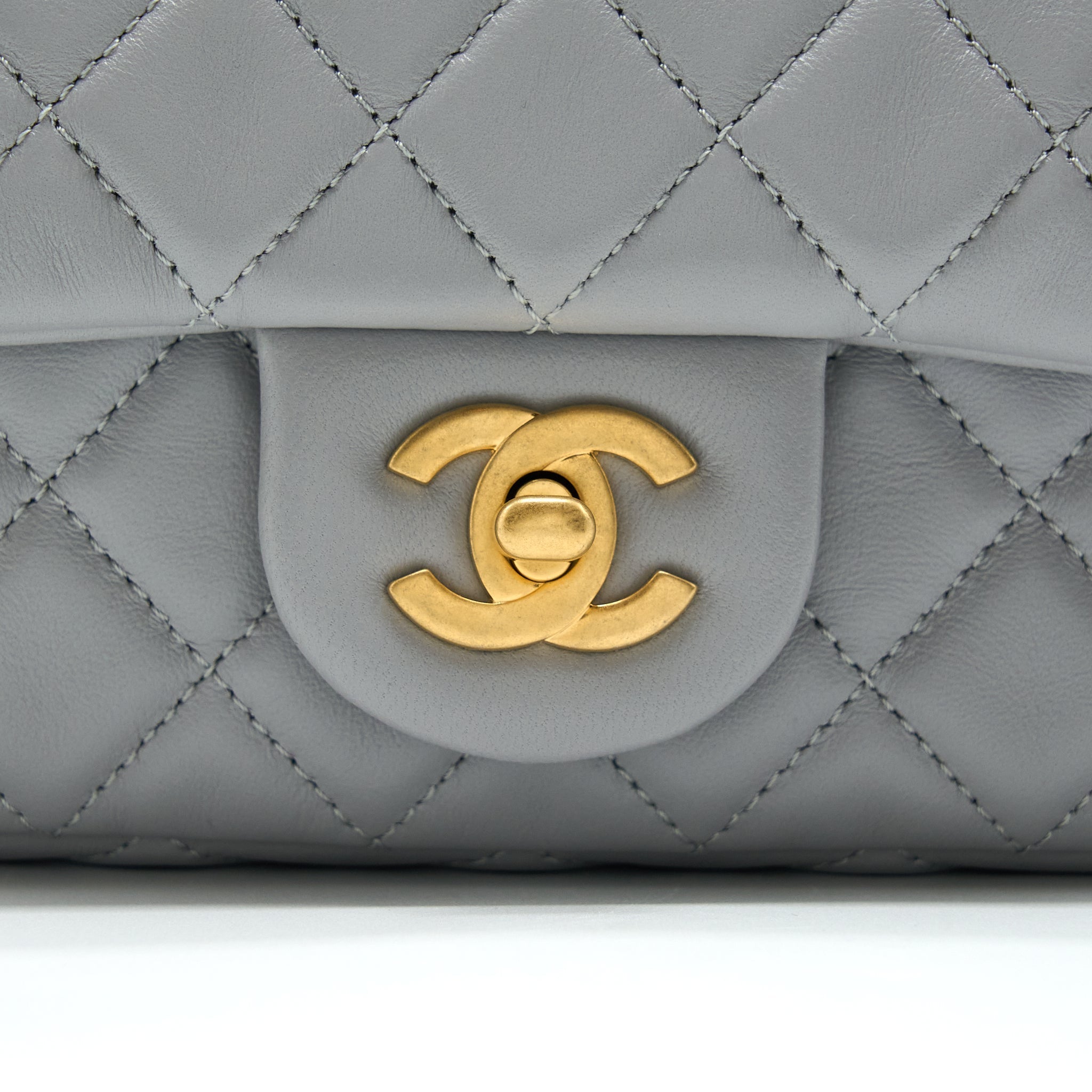 Chanel Pearl Crush Mini Square Flap Bag Lambskin Grey