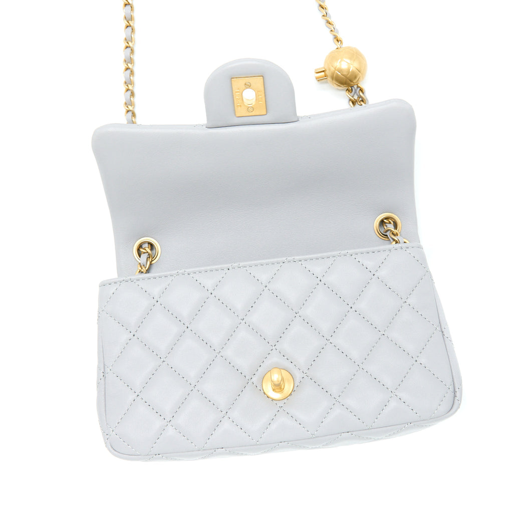 Chanel 21B Pearl Crush Mini Rectangular Flap Bag Lambskin Grey