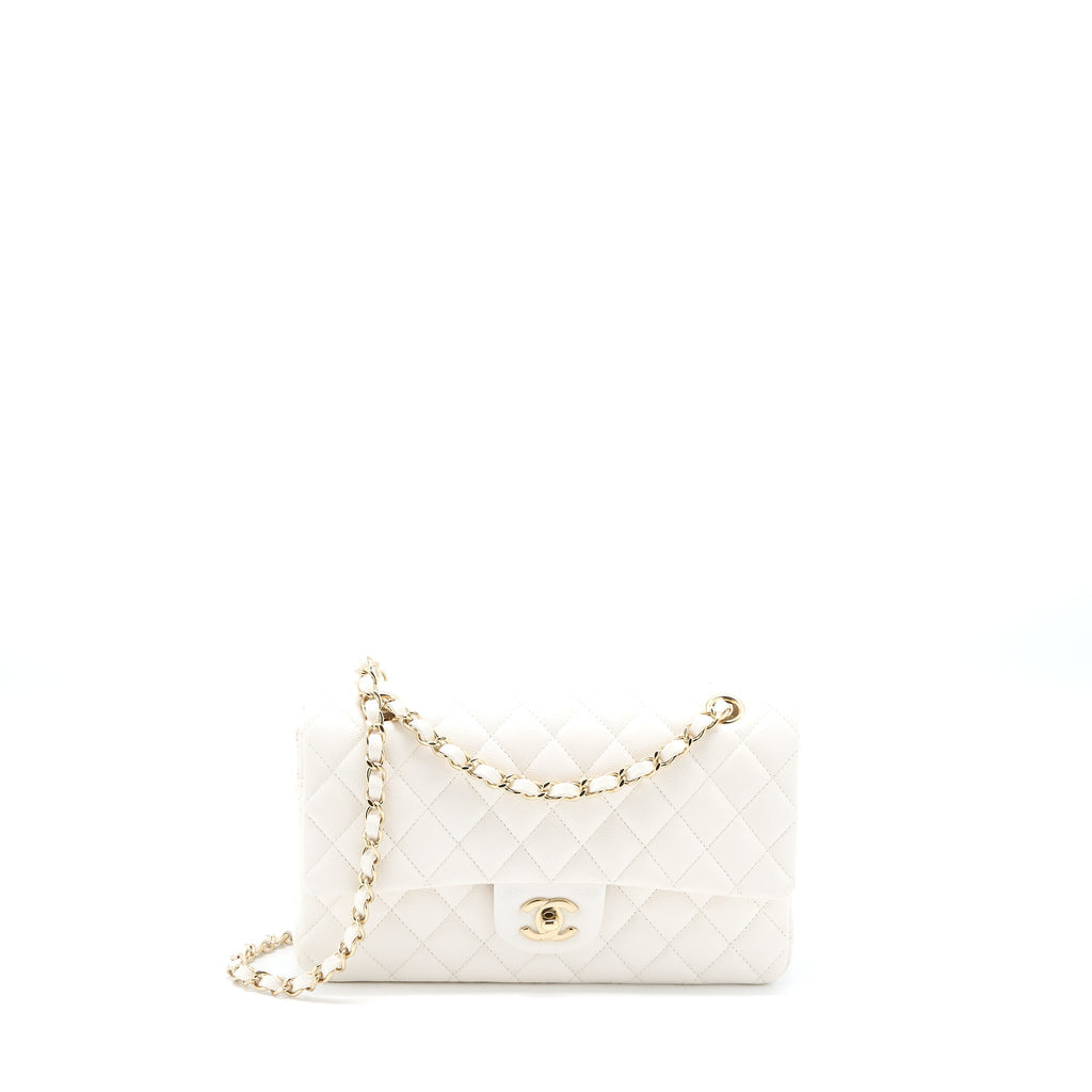 Chanel Medium Classic Double Flap Bag Caviar White L