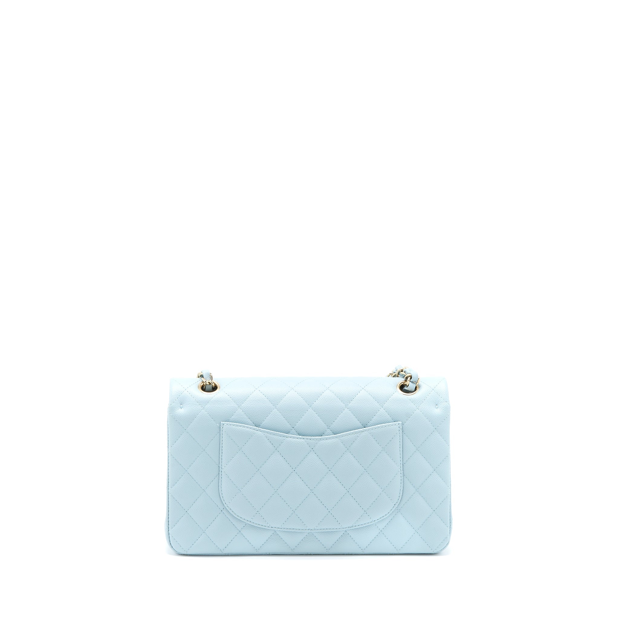 Chanel Medium Classic Double Flap Bag Caviar Light Blue L (Microchip)