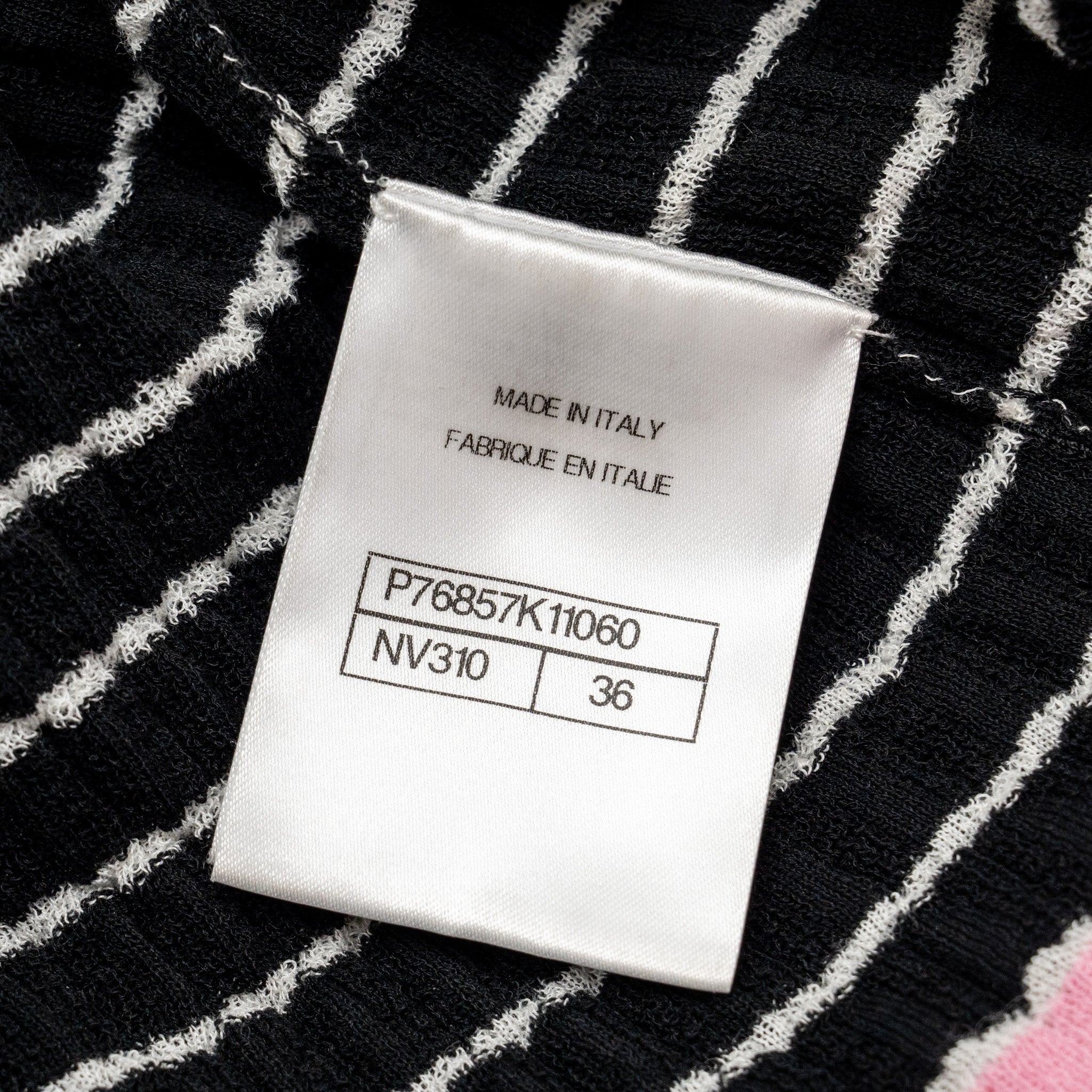Chanel Size 36 CC Short Sleeve Top Cotton/Polyamide Black/Pink/White