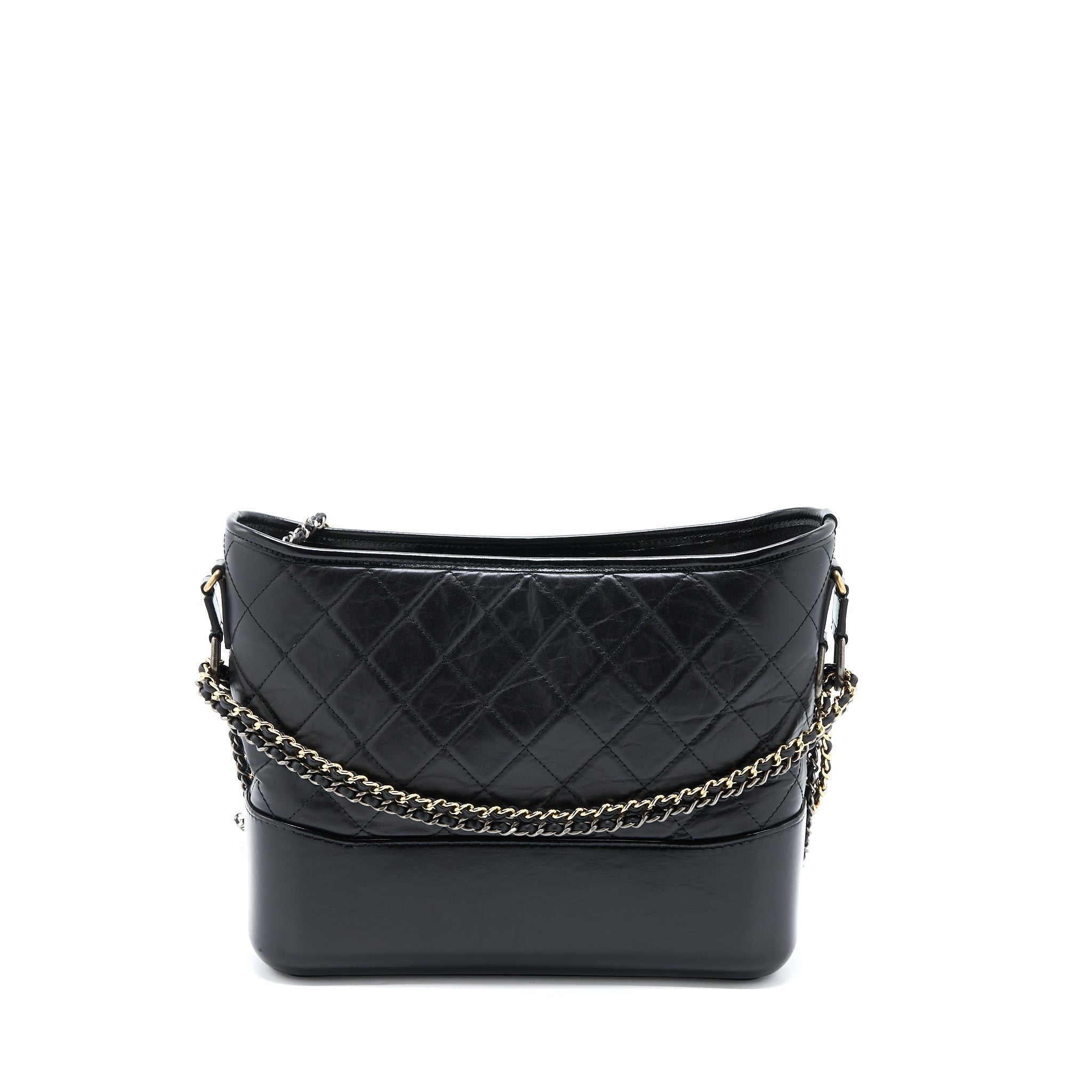 Chanel Large Gabrielle Hobo Bag Aged Calfskin Black Multicolour Hardware
