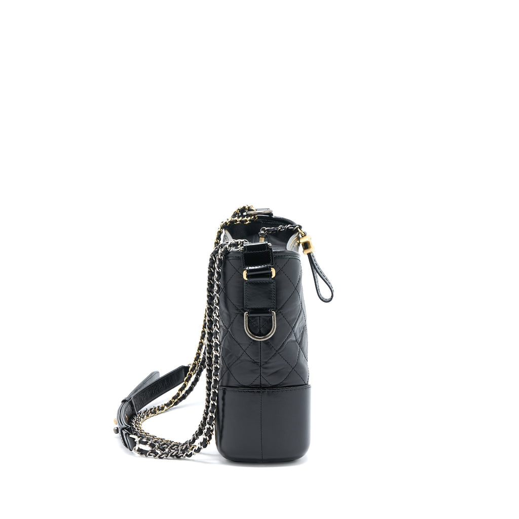 Chanel Large Gabrielle Hobo Bag Aged Calfskin Black Multicolour Hardware