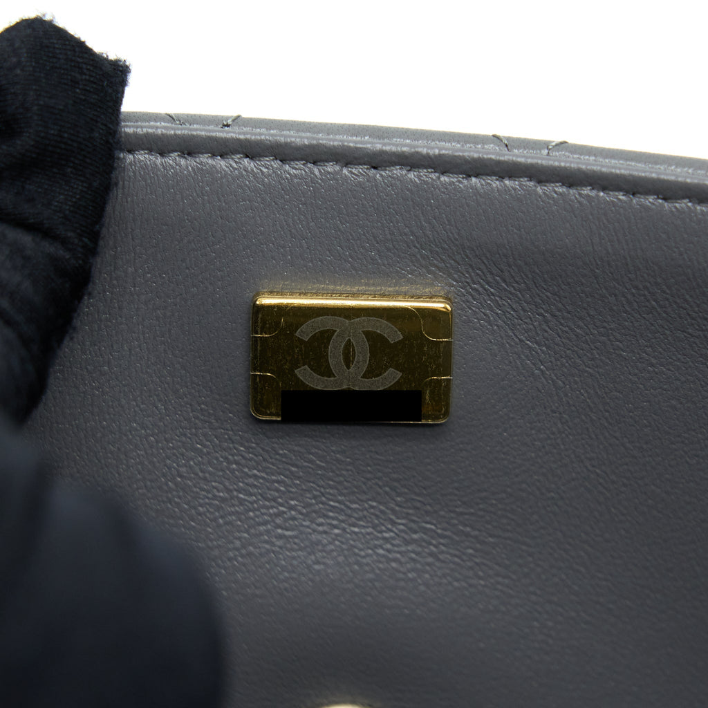 Chanel 22A Top Handle Mini Rectangular Flap Bag Lambskin Grey L