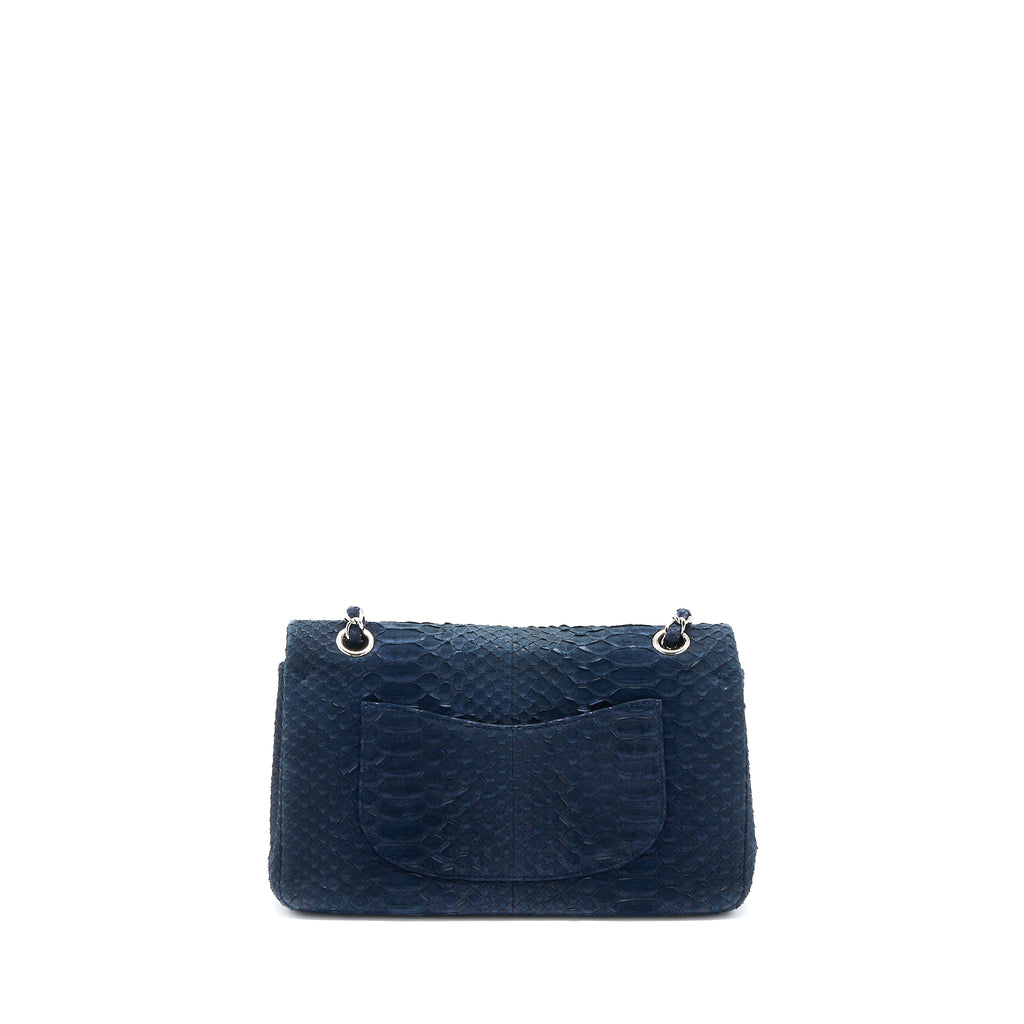 Chanel Medium Classic Double Flap Bag Python Dark Blue