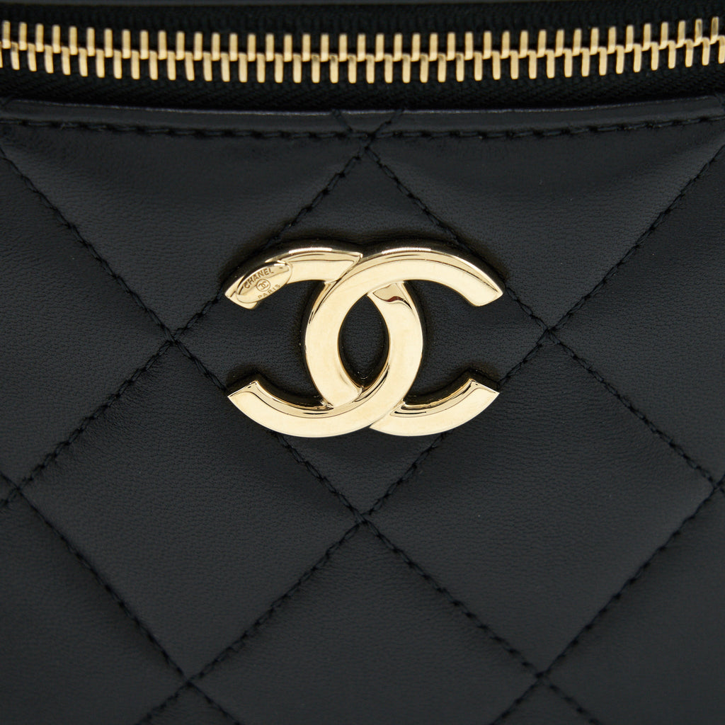 Chanel Trendy CC Round Vanity Case Crossbody Bag Lambskin Black L