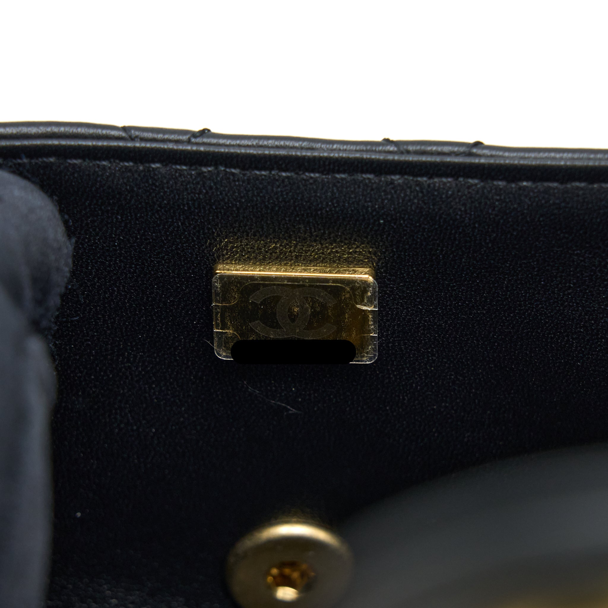 Chanel Seasonal Flap Bag with Detail Chain Lambskin Black Brushed  (Microchip)