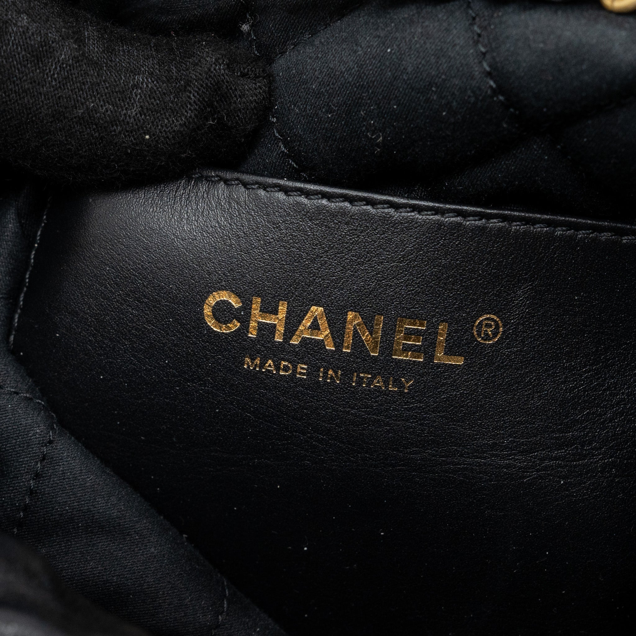 Chanel 23s Mini 22 Bag With Pearl Shiny Calfskin  (Microchip)