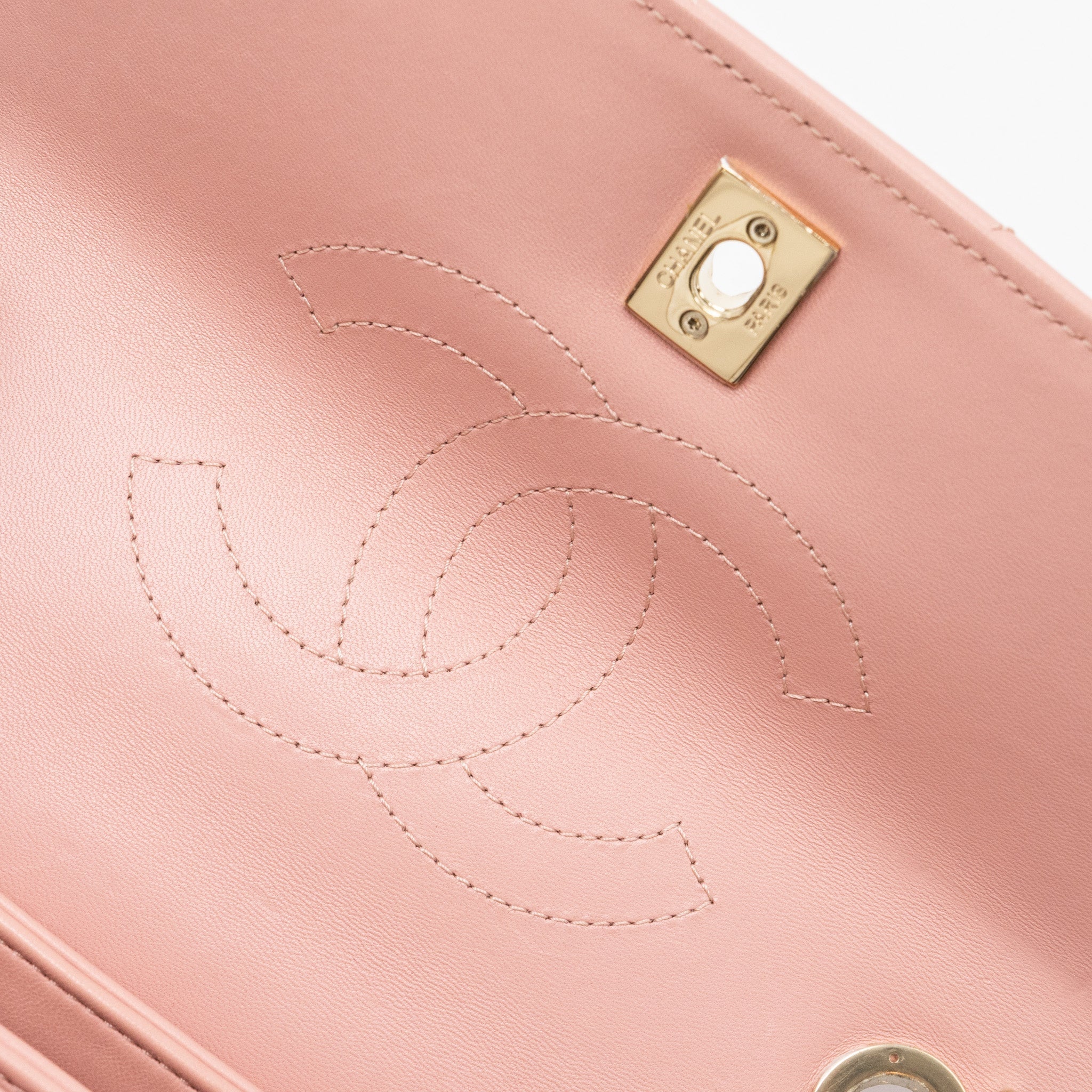 Chanel Chevron Trendy CC Top Handle Flap Bag Lambskin Light Pink L
