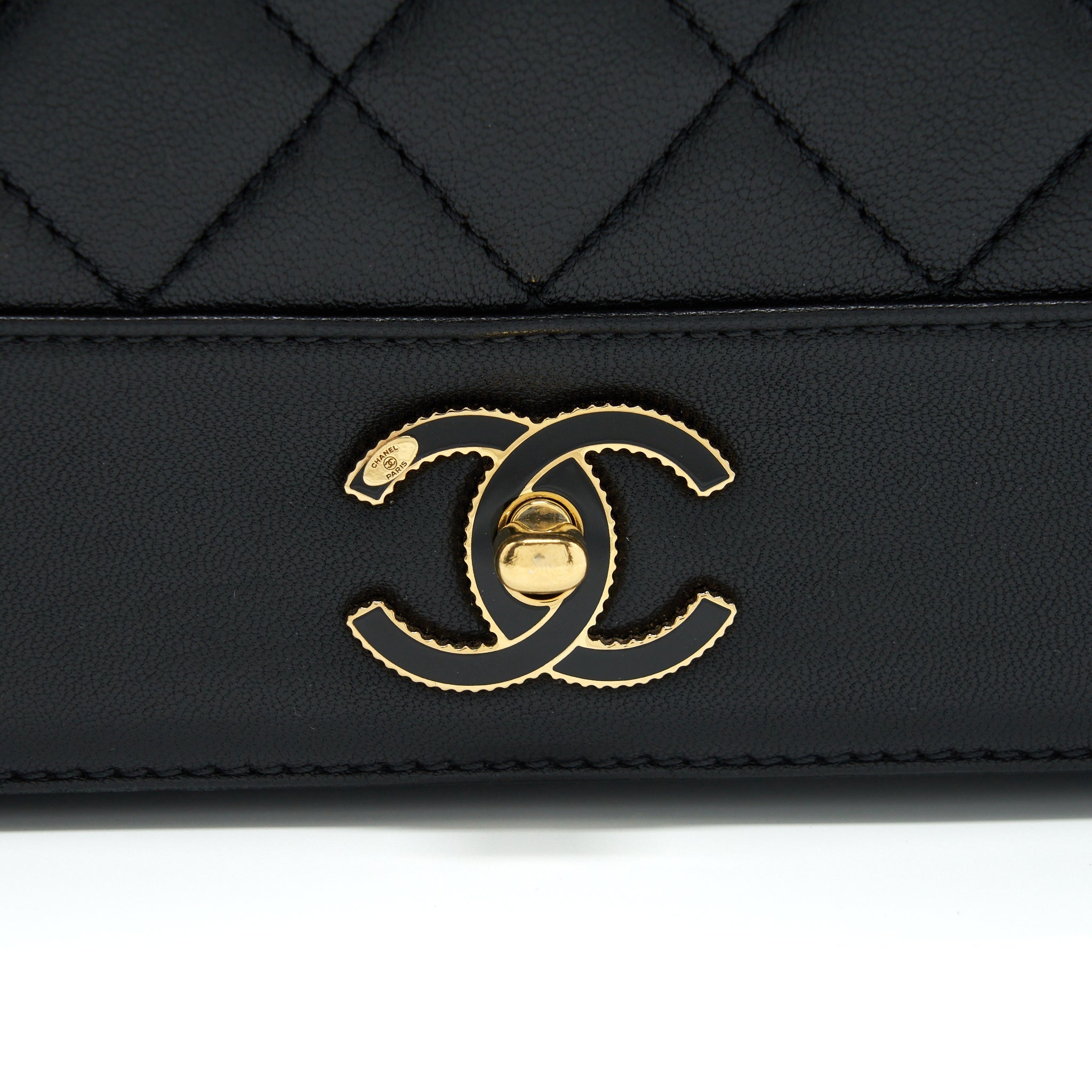 Chanel CC Logo Flap Bag Lambskin Black