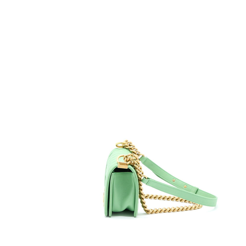 Chanel Small Boy Bag Calfskin Green