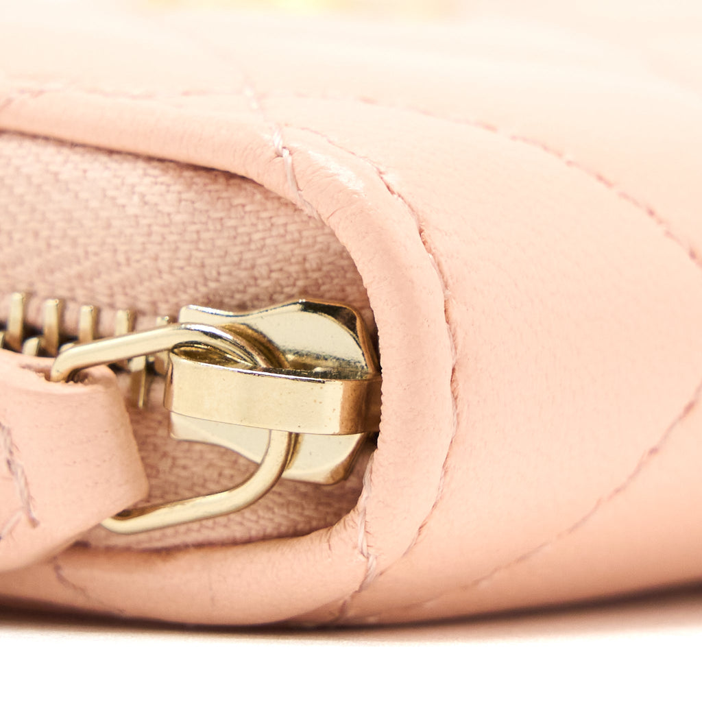 Chanel Pearl Crush Zippy Card Holder Lambskin Light Pink Brushed