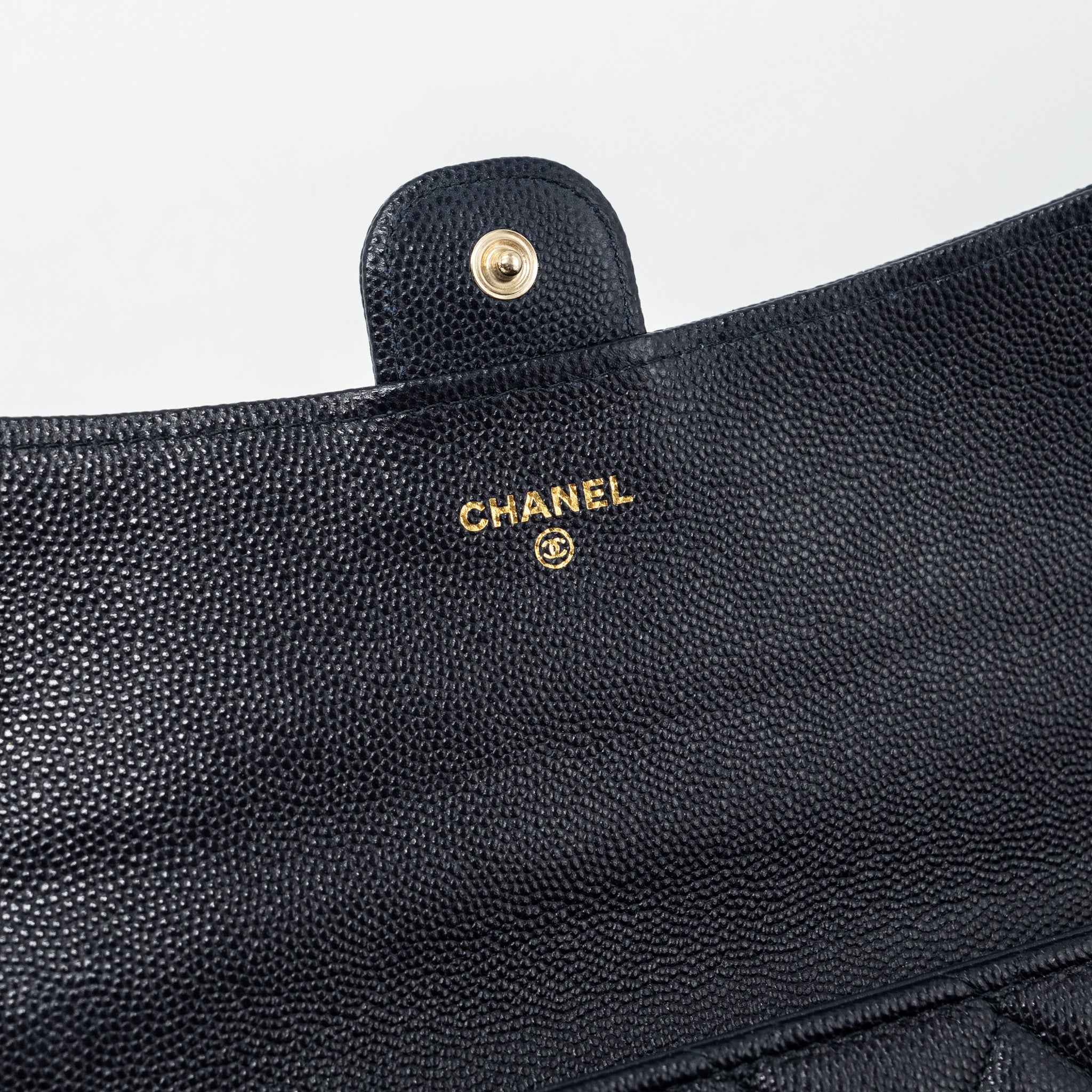 Chanel Classic Long Flap Wallet Caviar Navy L