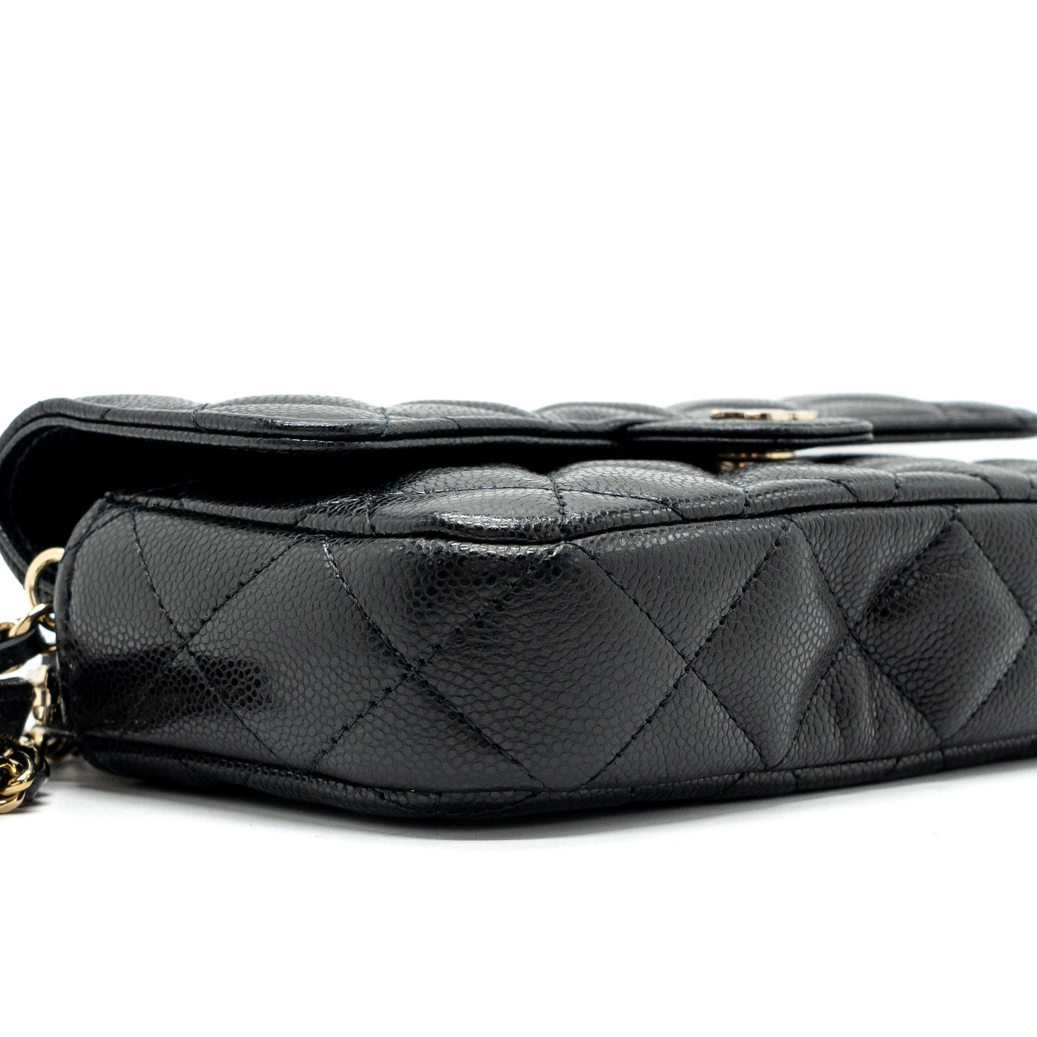 Chanel Double Pocket Wallet On Chain Caviar Black L(Microchip)