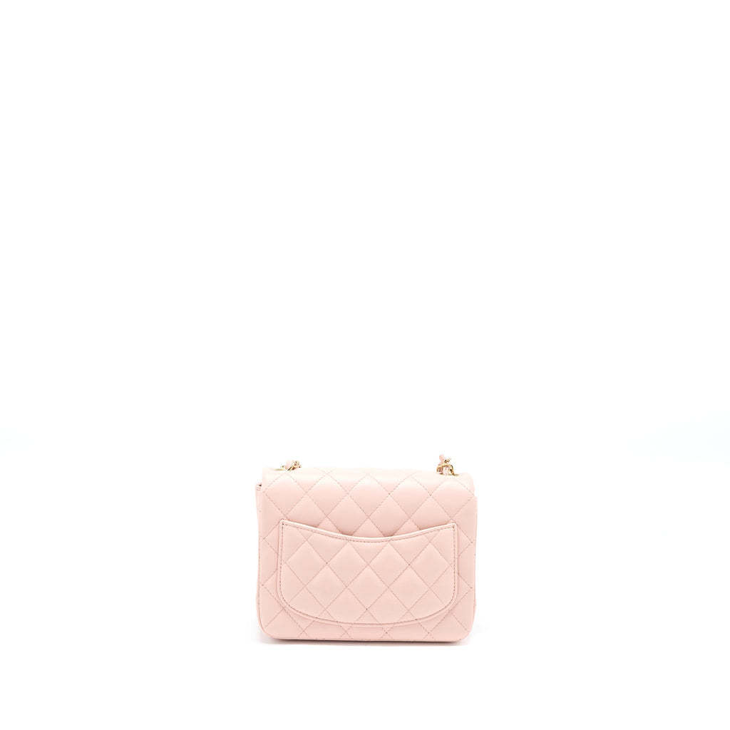Chanel Mini Square Flap bag Lambskin Light Pink L (Microchip)