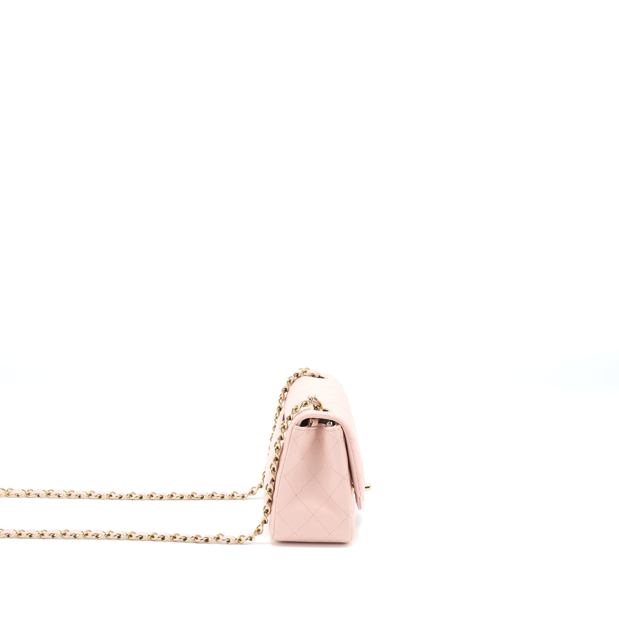 Chanel Mini Square Flap bag Lambskin Light Pink L (Microchip)