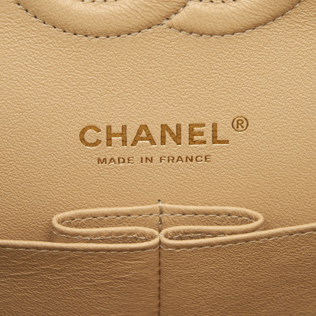 Chanel Medium Classic Double Flap Bag Caviar Beige L