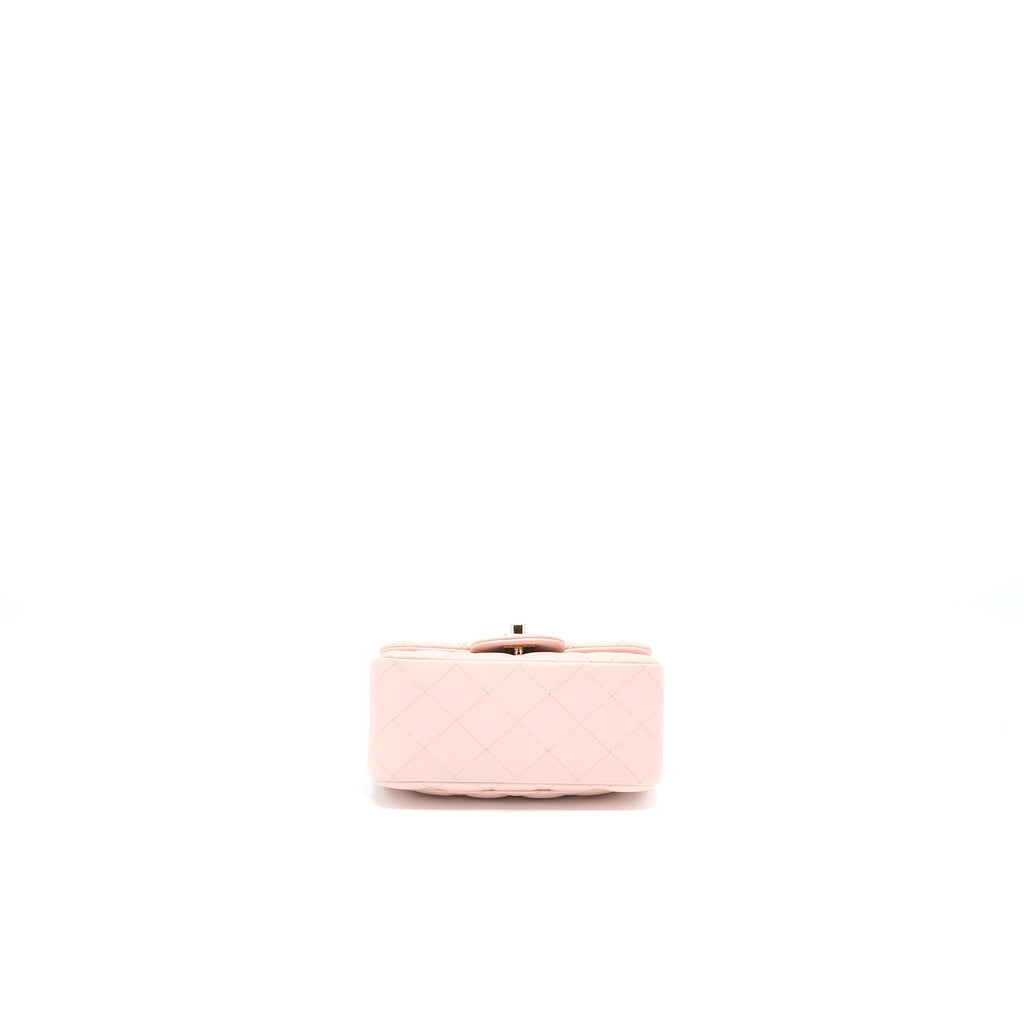 Chanel Mini Square Flap bag Lambskin Light Pink L (Microchip)