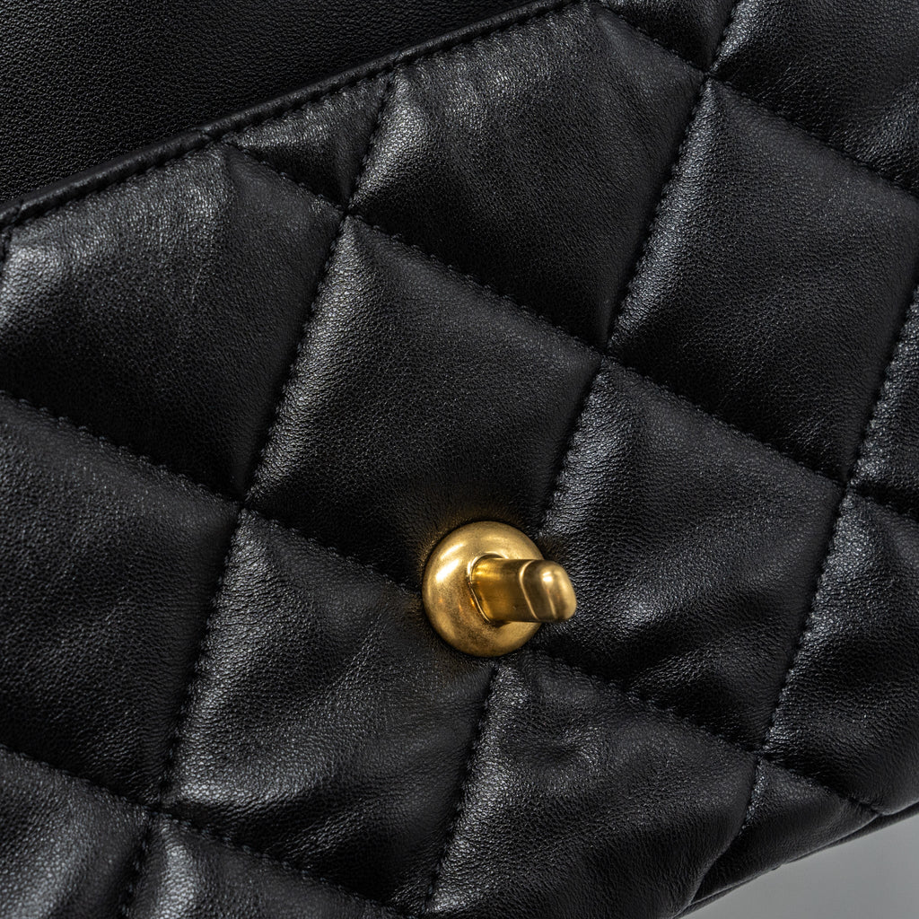 Chanel 23s Coco Love Flap Bag Lambskin Black Brushed (Microchip)