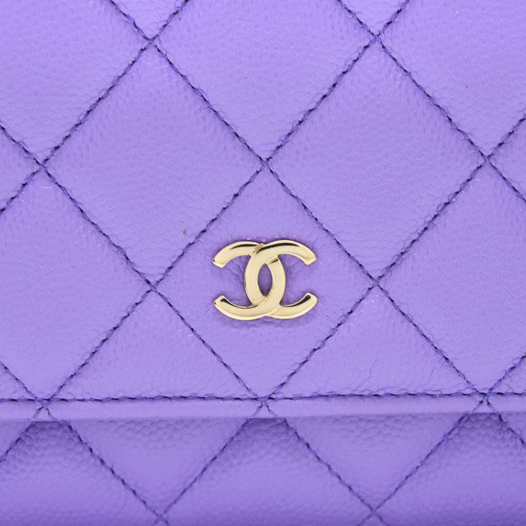 Chanel Classic Wallet On Chain Caviar Purple L