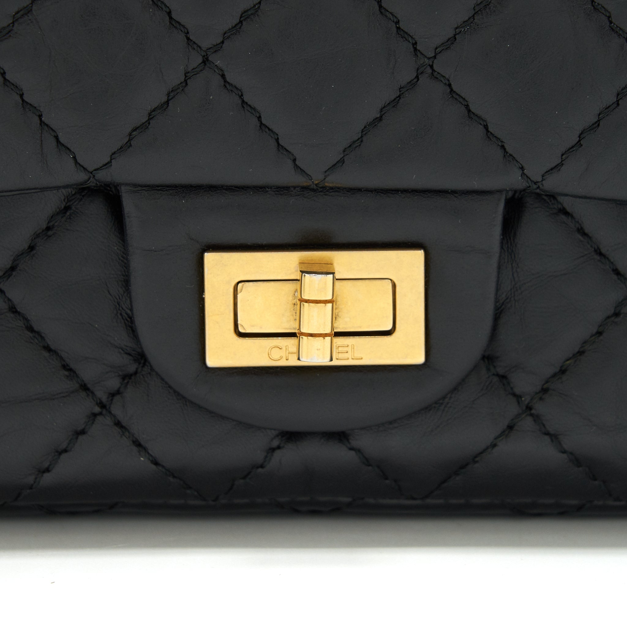 Chanel 2.55 225 Small reissue double flap bag aged Calfskin black