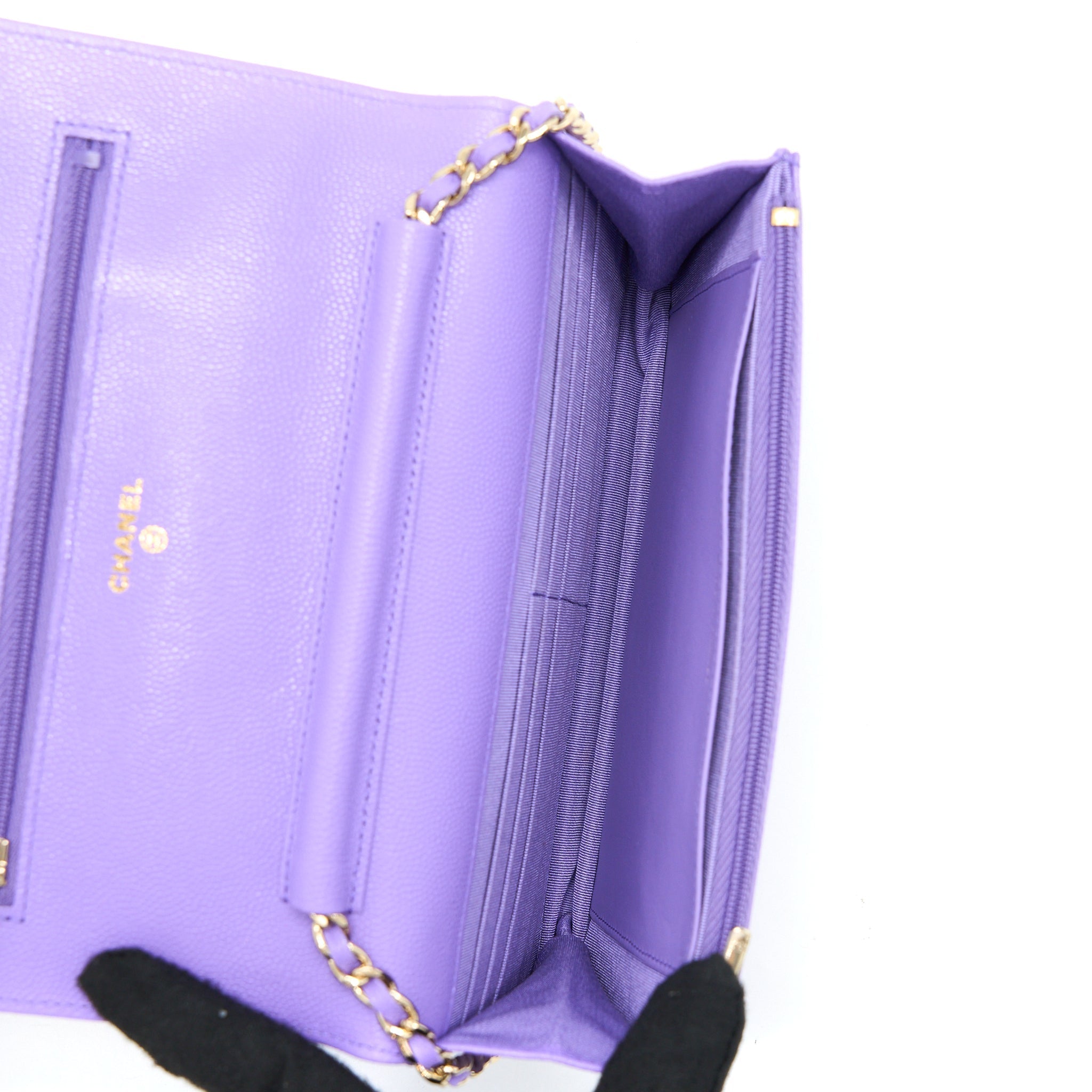 Chanel Classic Wallet On Chain Caviar Purple L