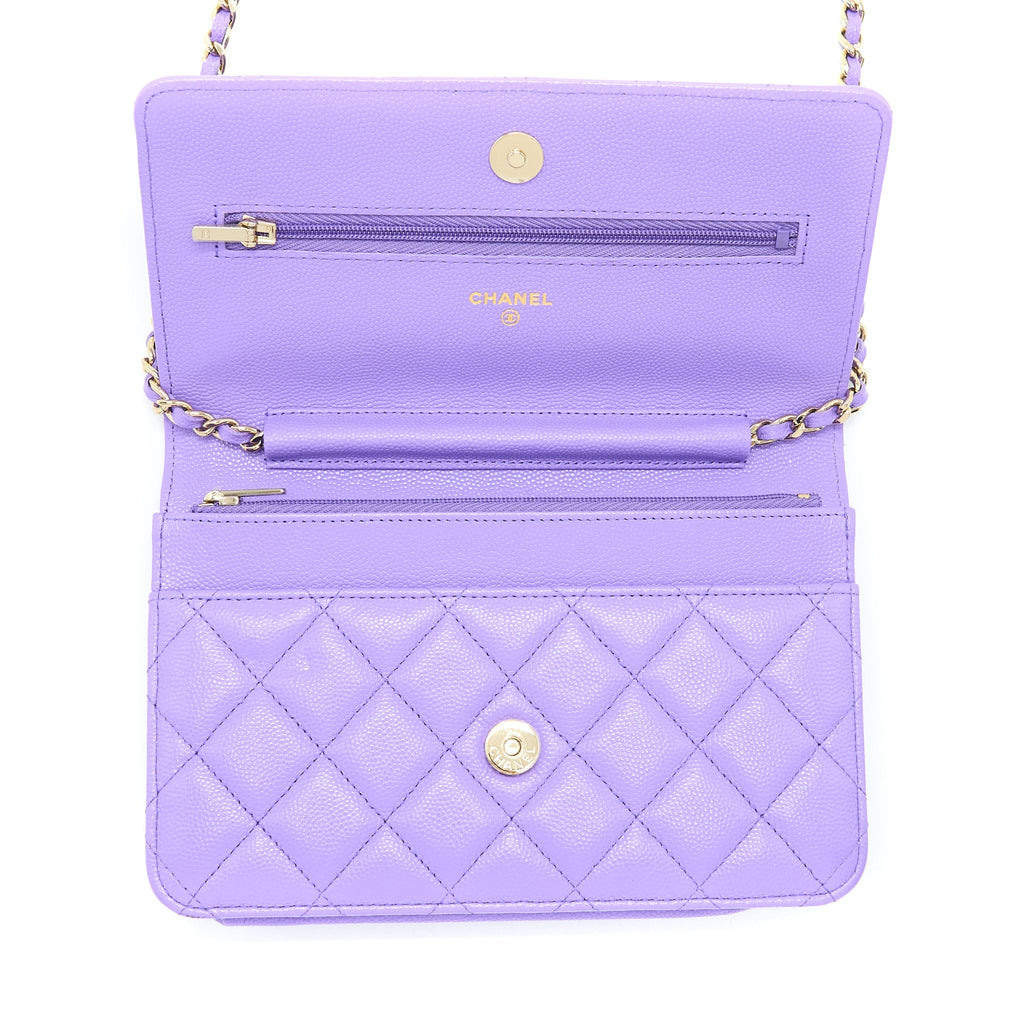 Chanel Classic Wallet On Chain Caviar Purple L